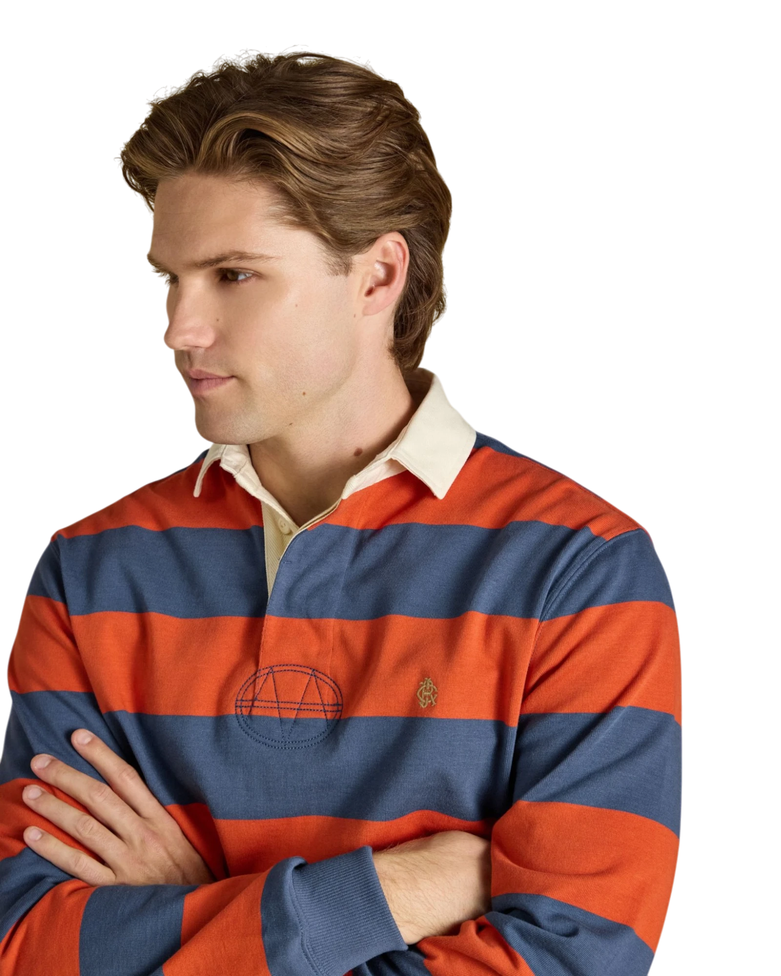 Rugby Club Long Sleeve Striped Rugby Shirt - Blue/Orange