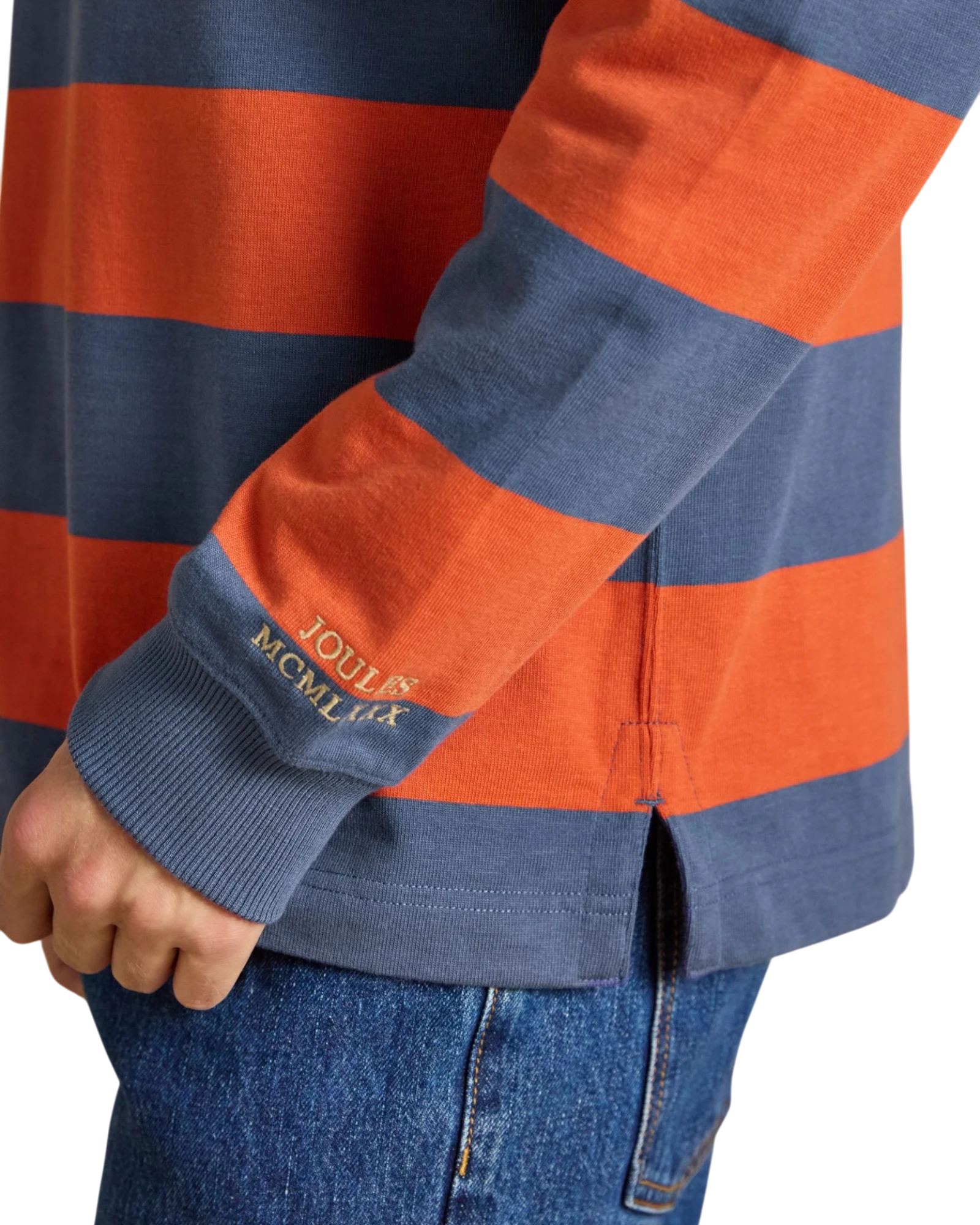 Rugby Club Long Sleeve Striped Rugby Shirt - Blue/Orange