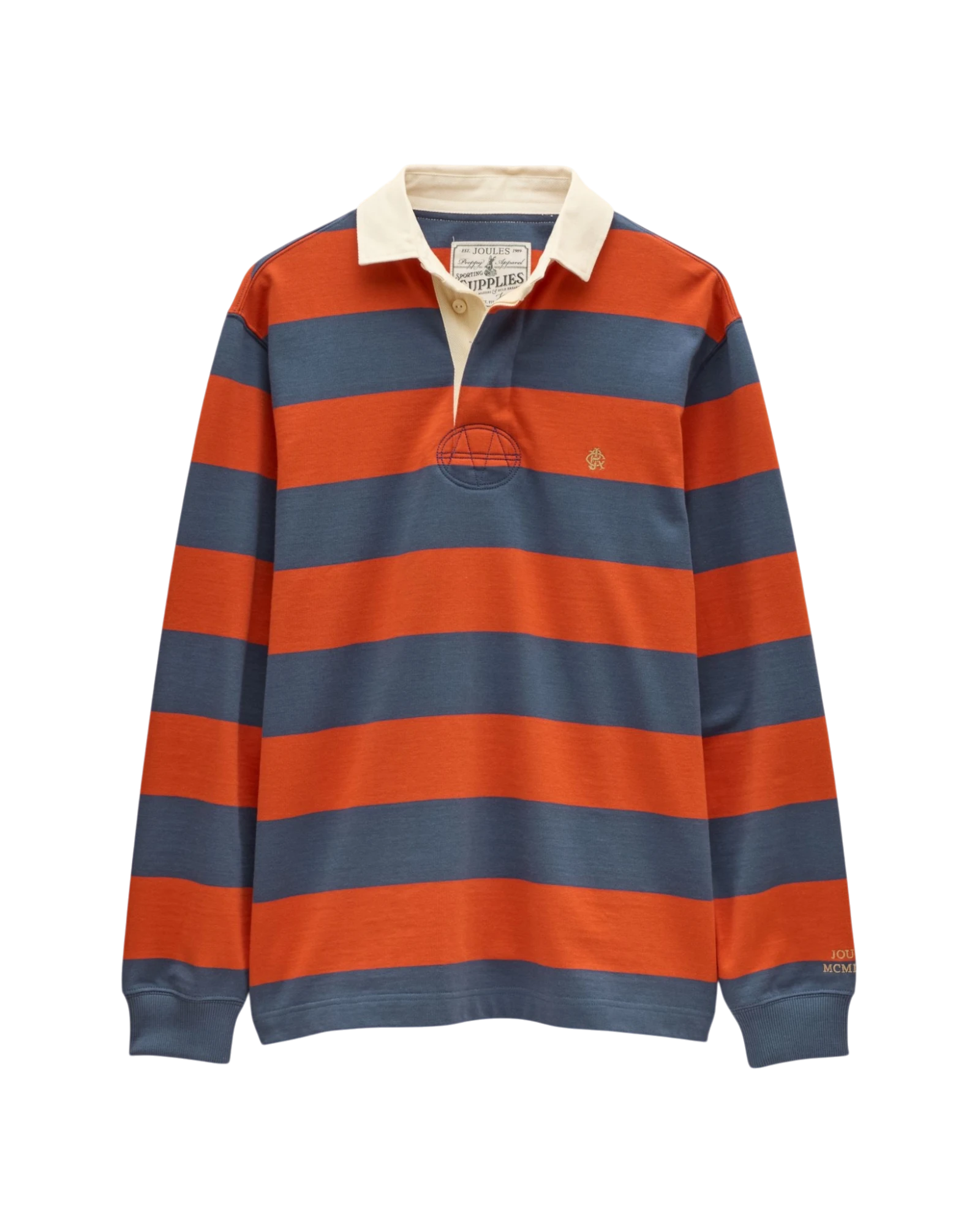 Rugby Club Long Sleeve Striped Rugby Shirt - Blue/Orange