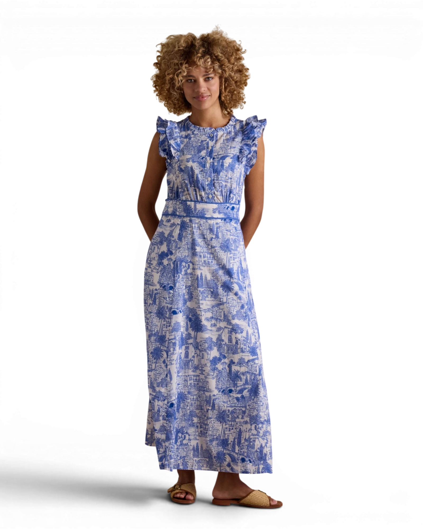 Samantha Dress - Blue & White Toile