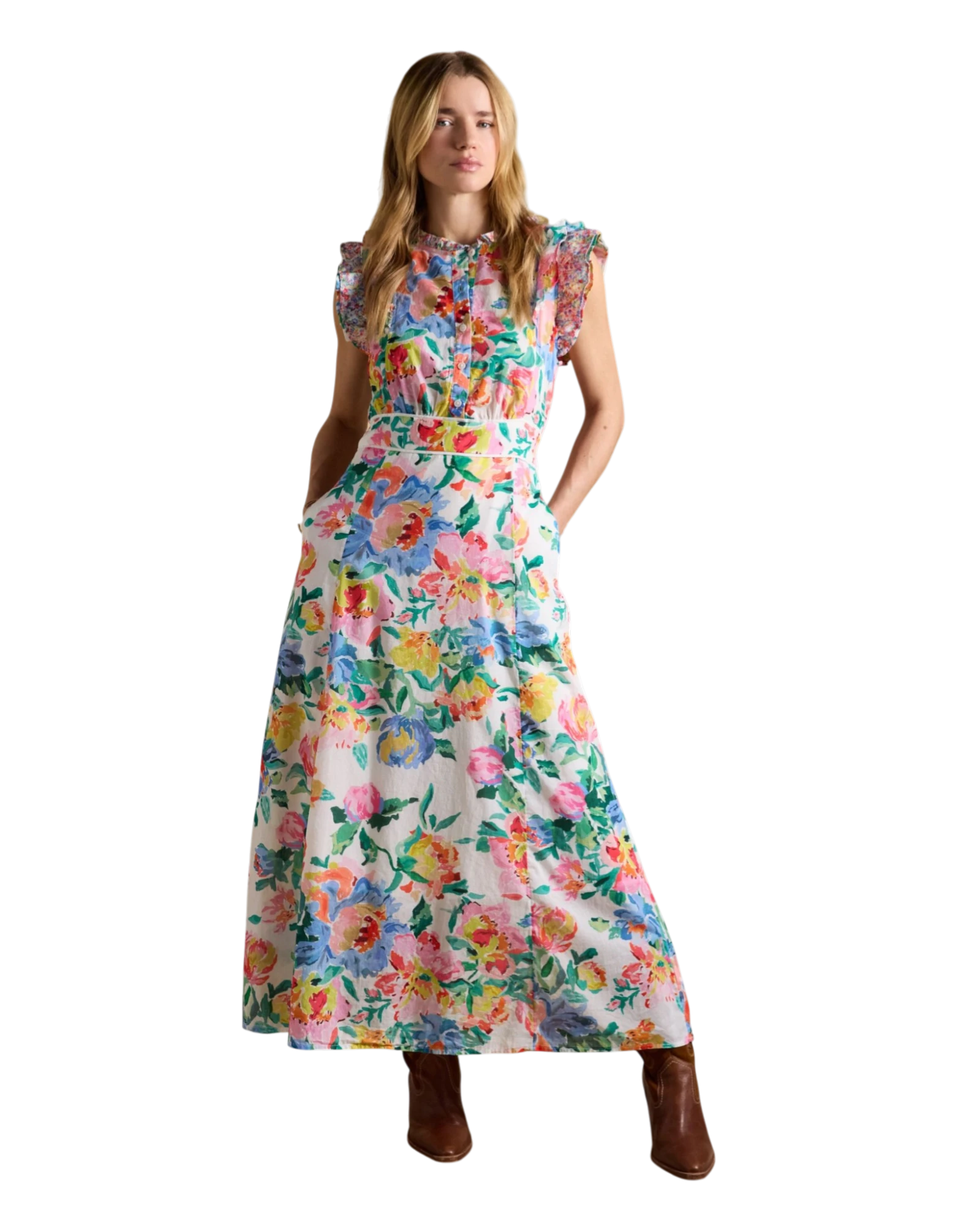 Samantha Dress - Multi/White Floral