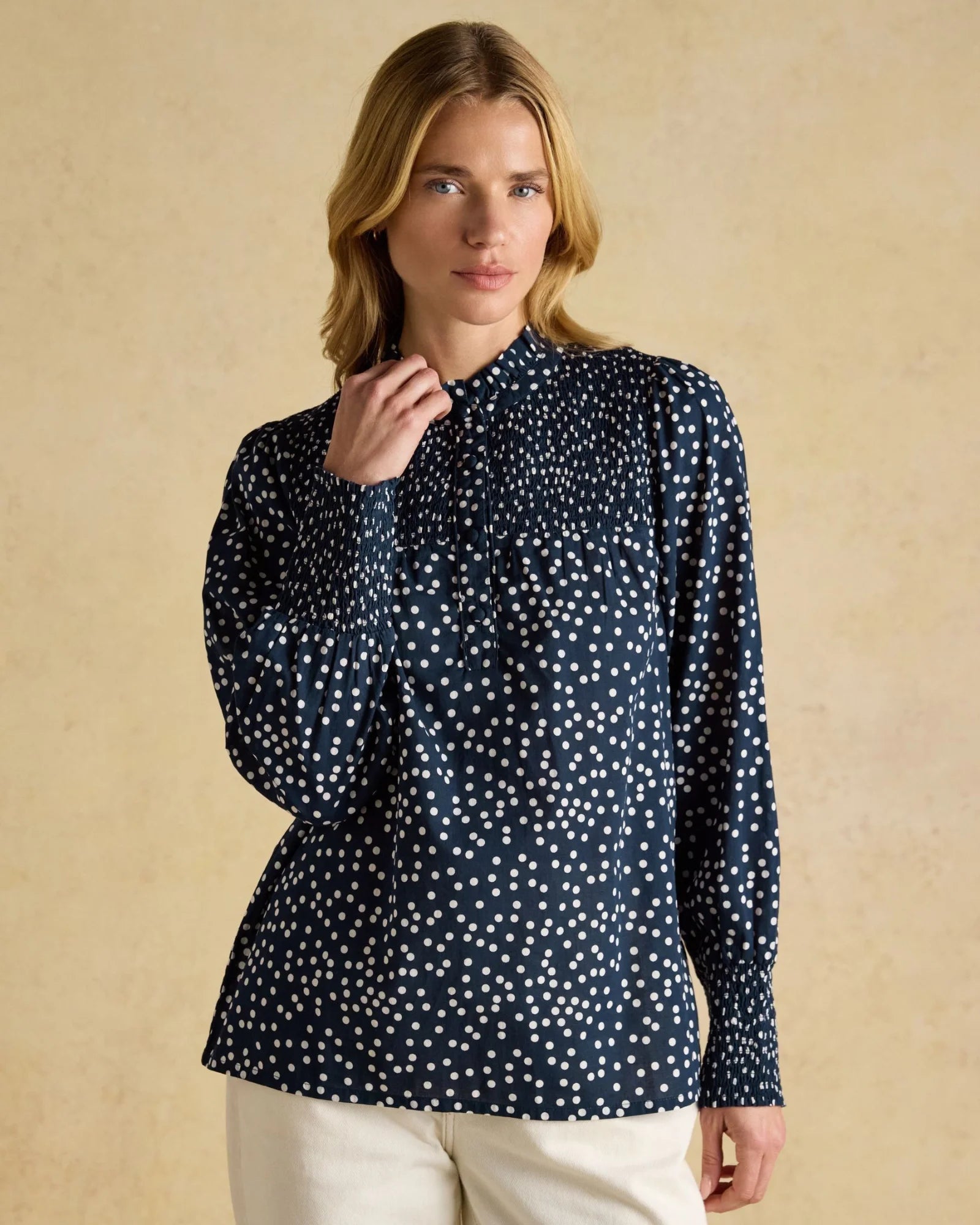 Silvia Long Sleeve Blouse - Navy