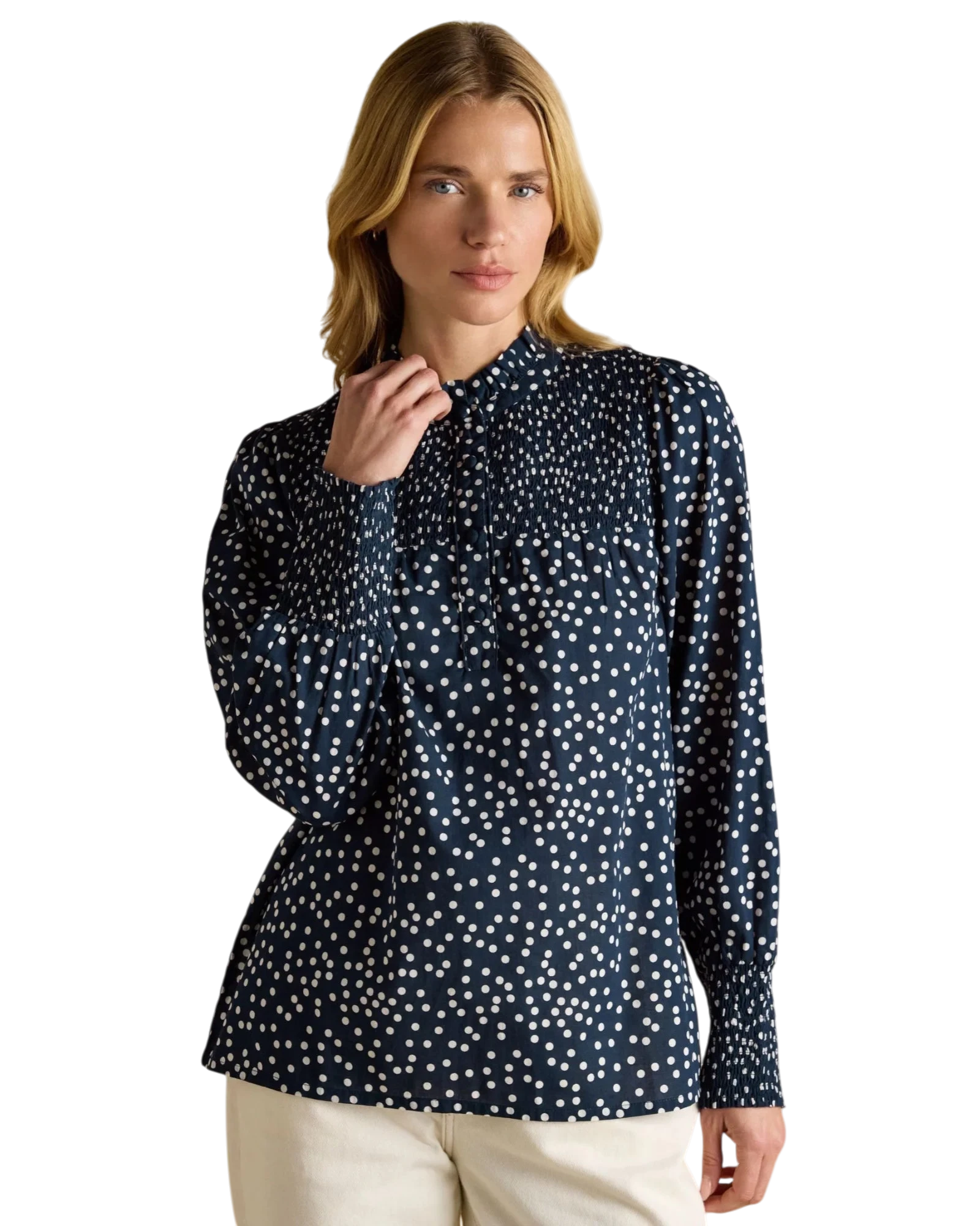 Silvia Long Sleeve Blouse - Navy