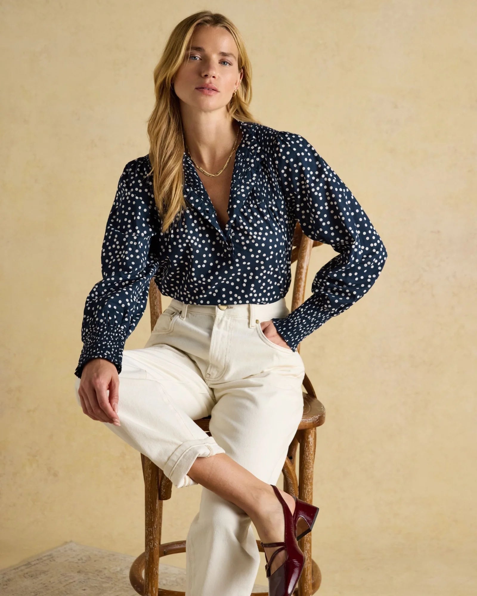 Silvia Long Sleeve Blouse - Navy