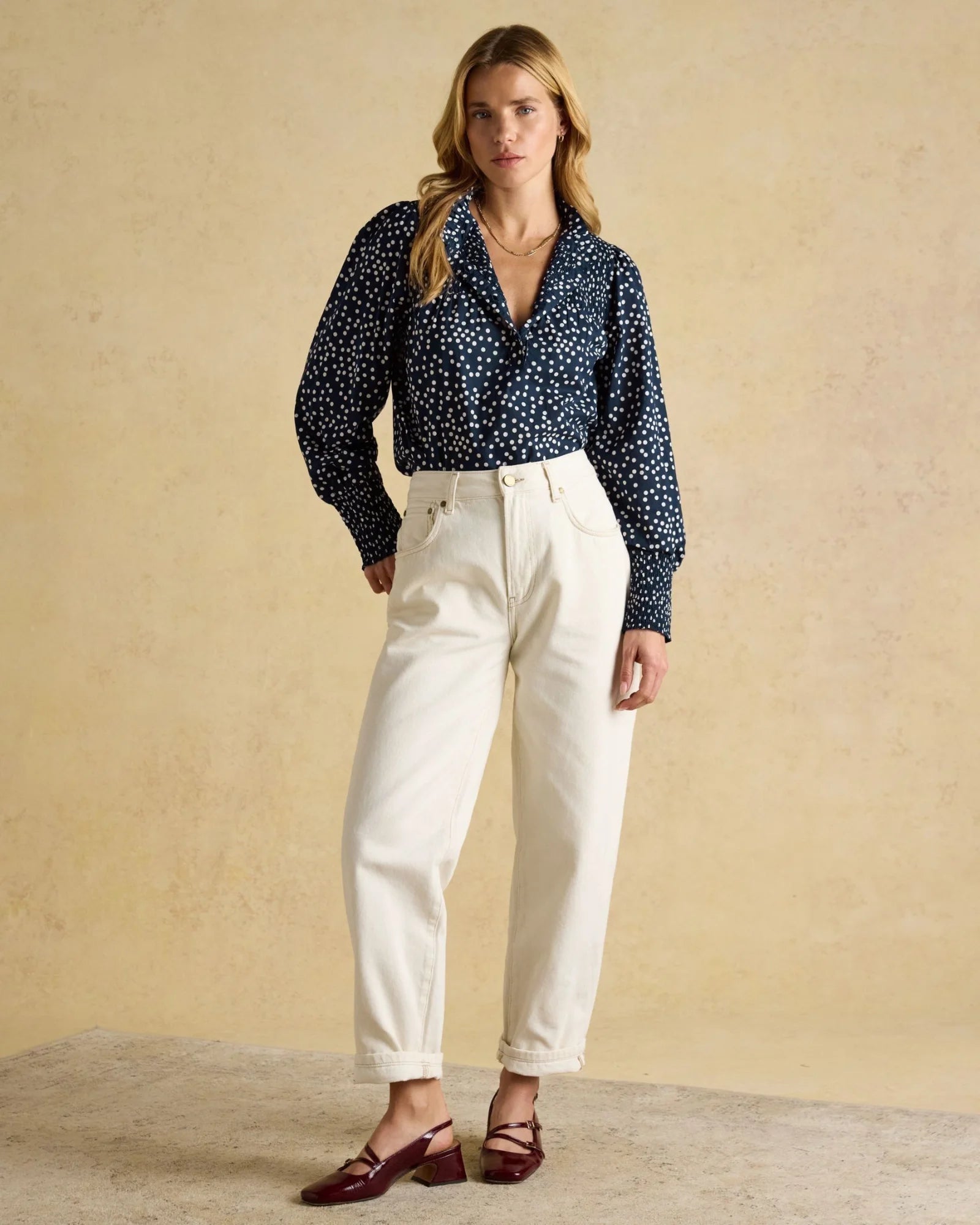 Silvia Long Sleeve Blouse - Navy