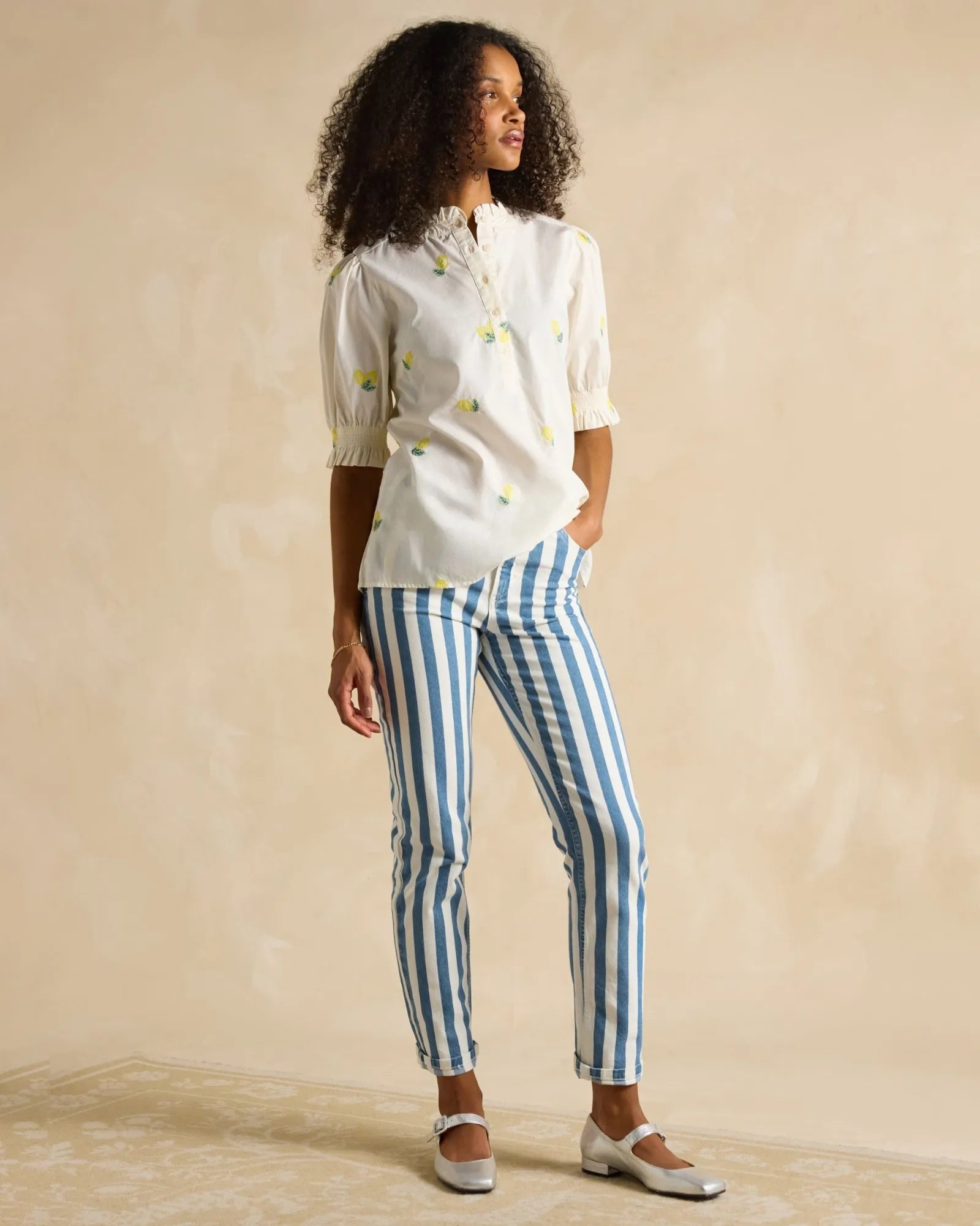 Slim Straight Jeans - Blue Stripe