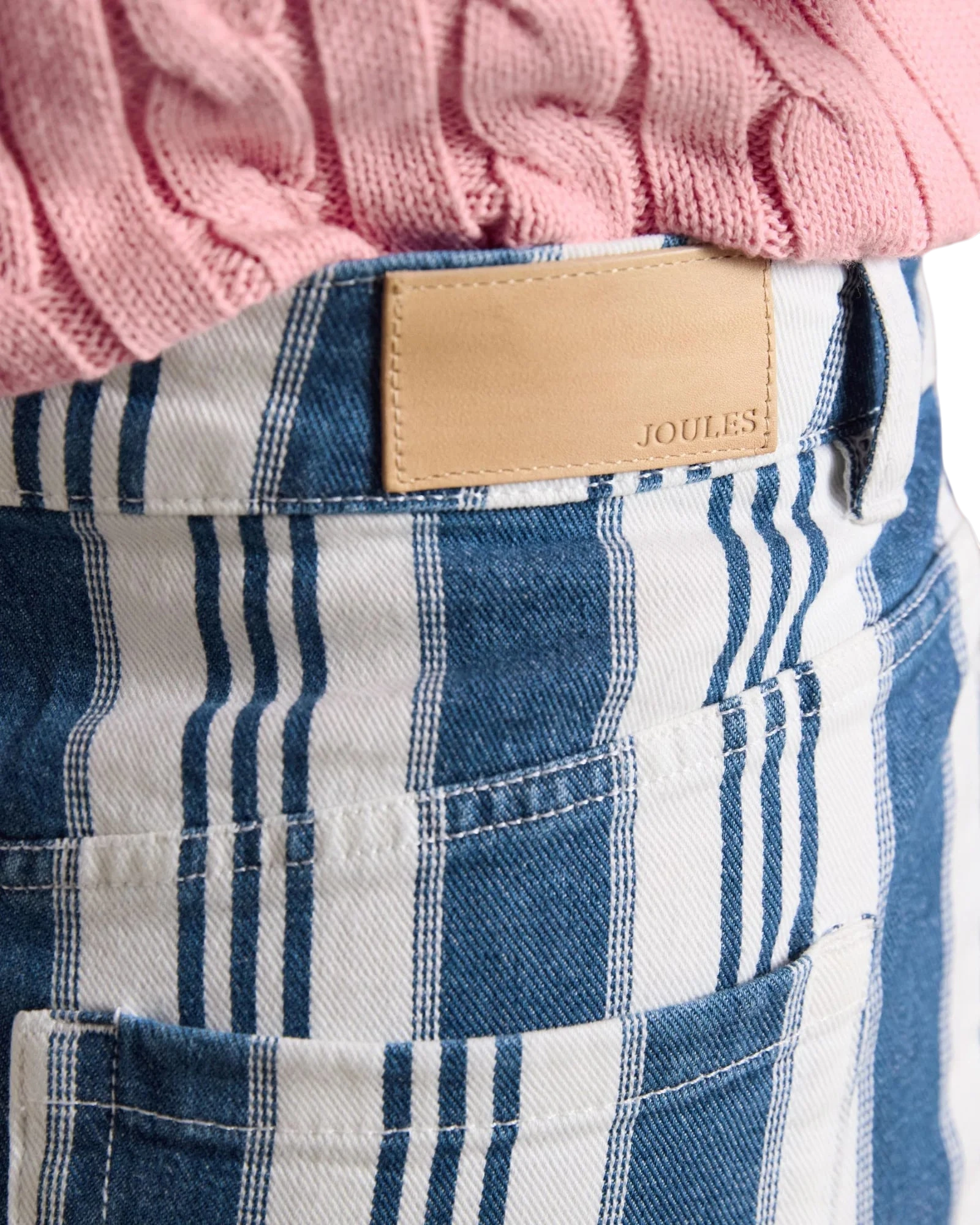 Striped Straight Fit Mid Rise Jeans - Blue