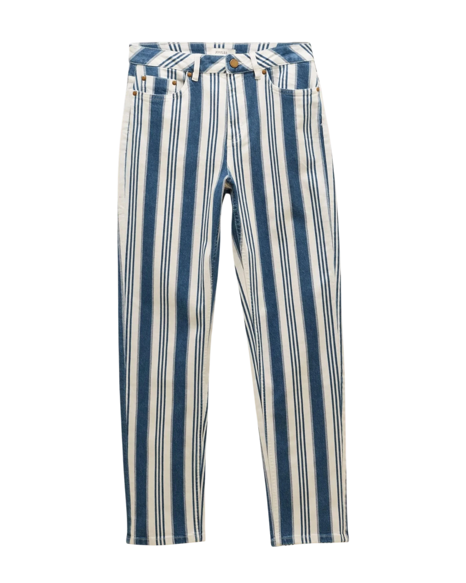 Striped Straight Fit Mid Rise Jeans - Blue