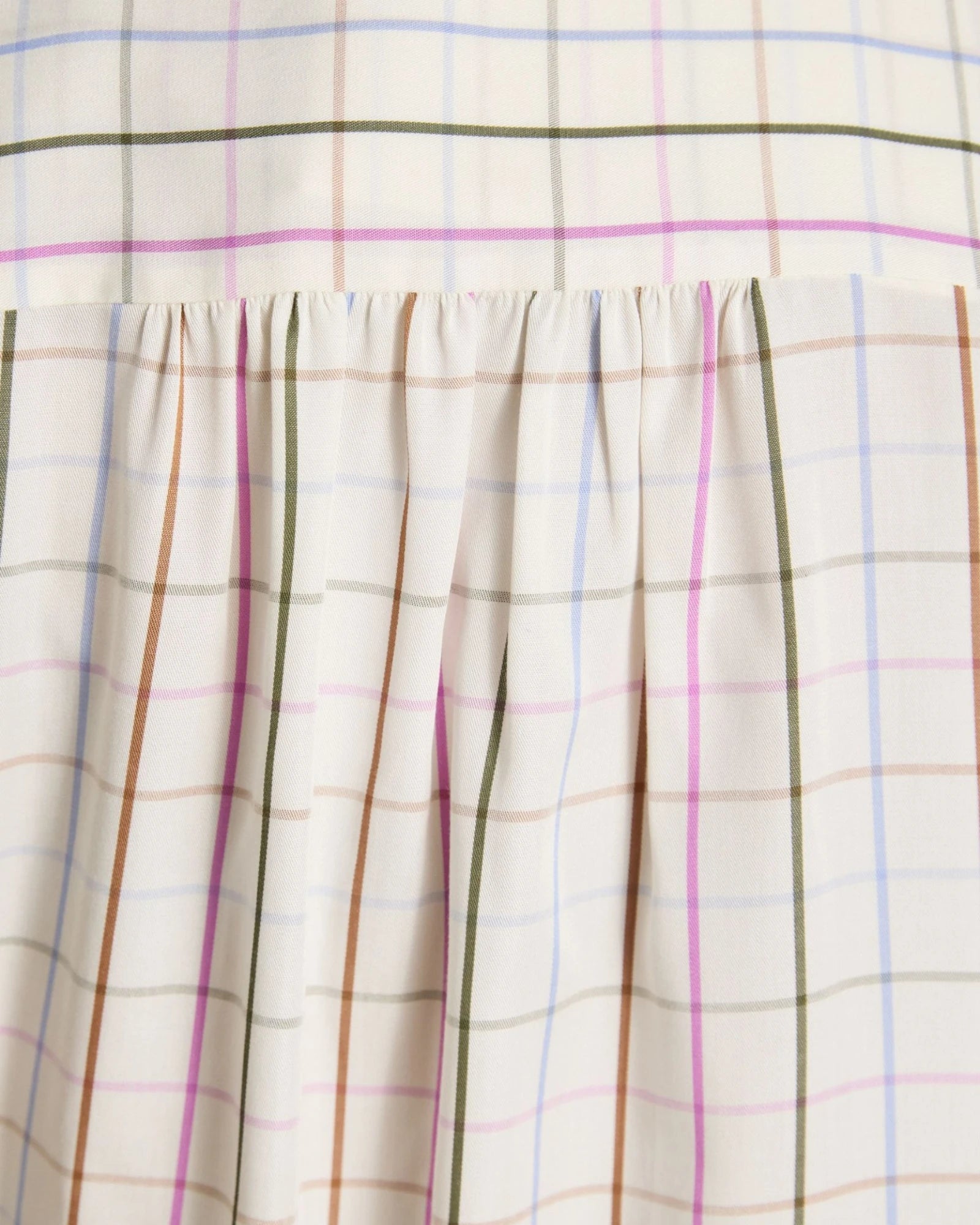 Tabby Tie Neck Blouse - Cream Tattersall Check