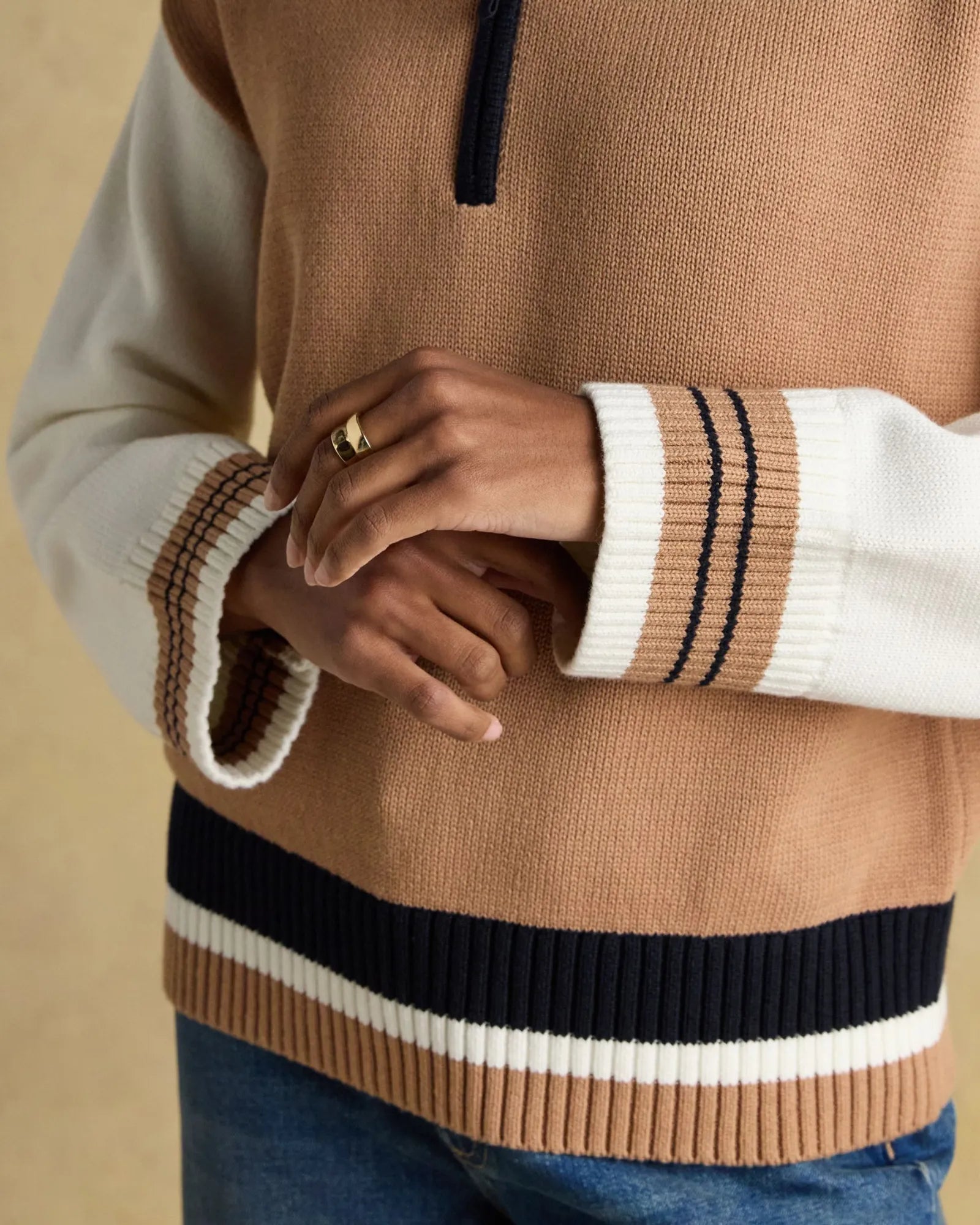 Varsity Jumper - Brown/Cream