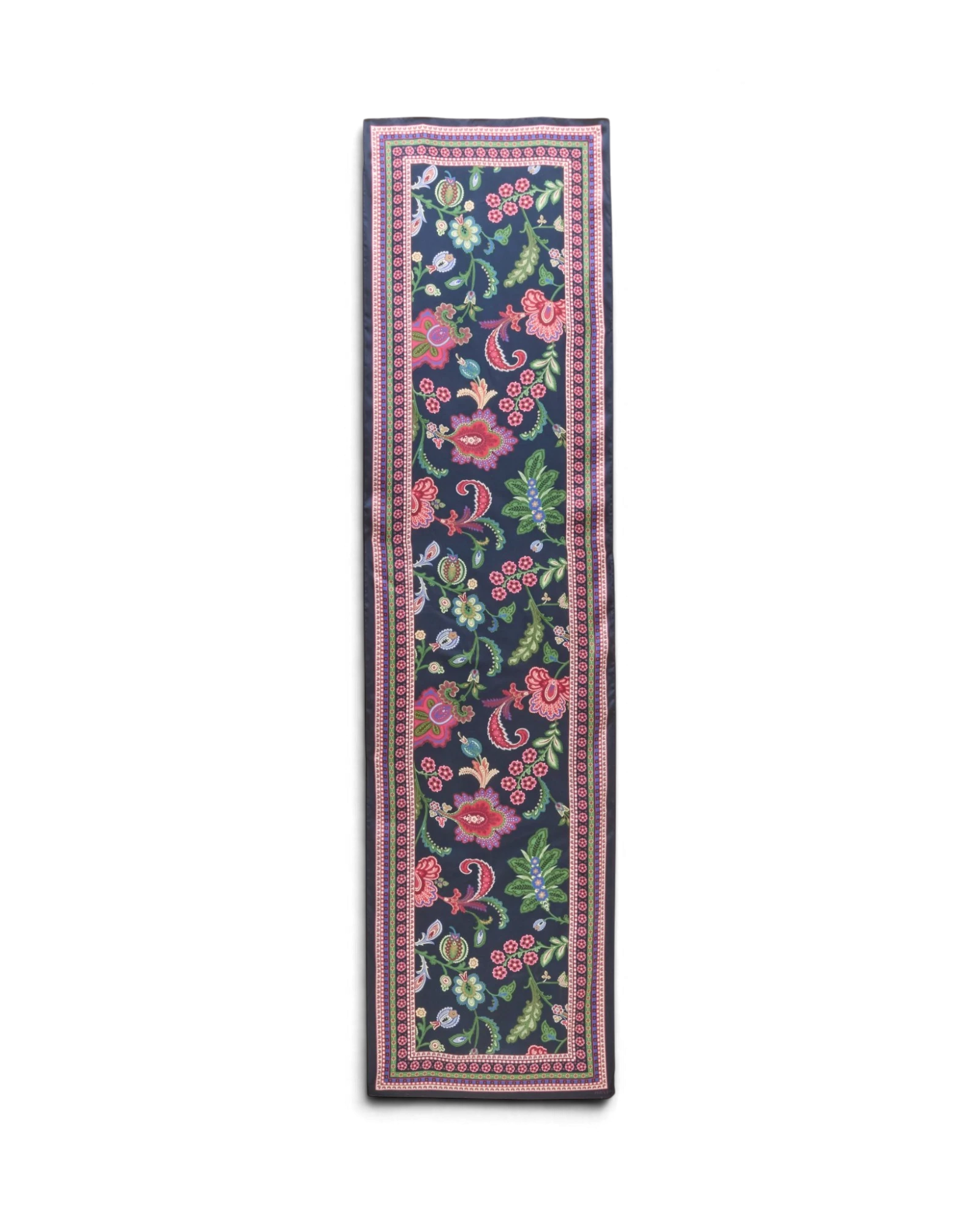 Windsor Silk Scarf - Navy & Pink Floral