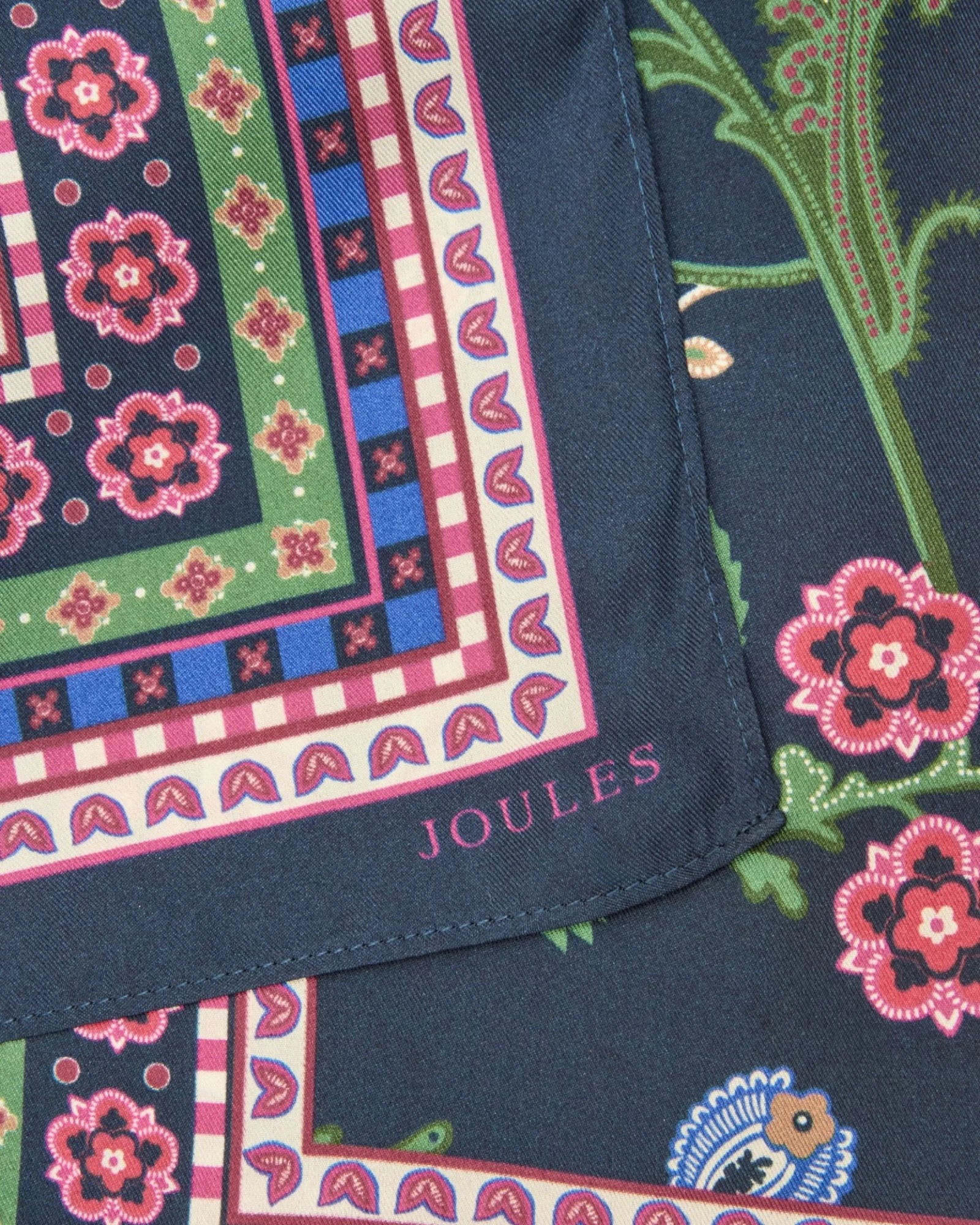 Windsor Silk Scarf - Navy & Pink Floral