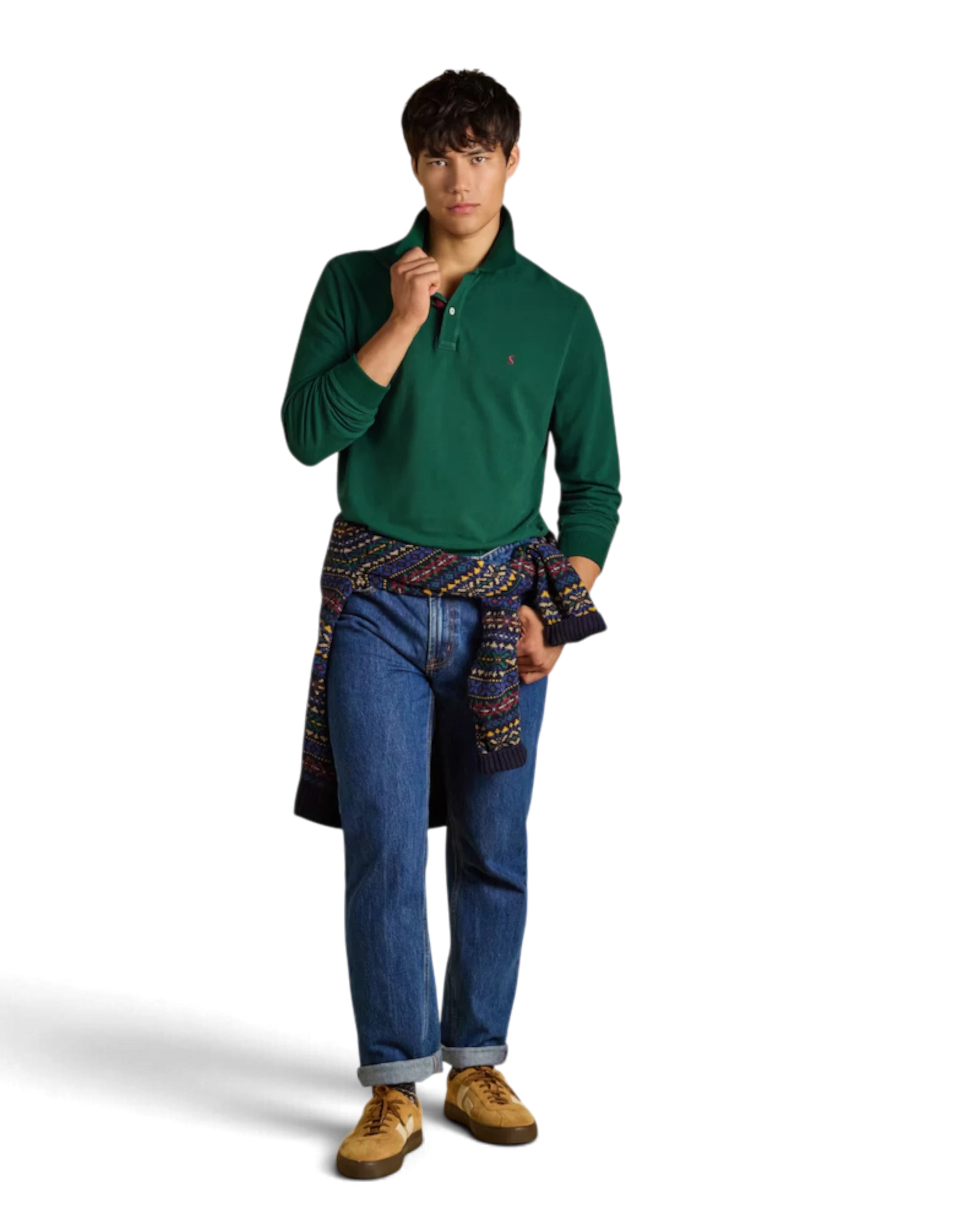 Woody Long Sleeve Polo Shirt - Dark Green