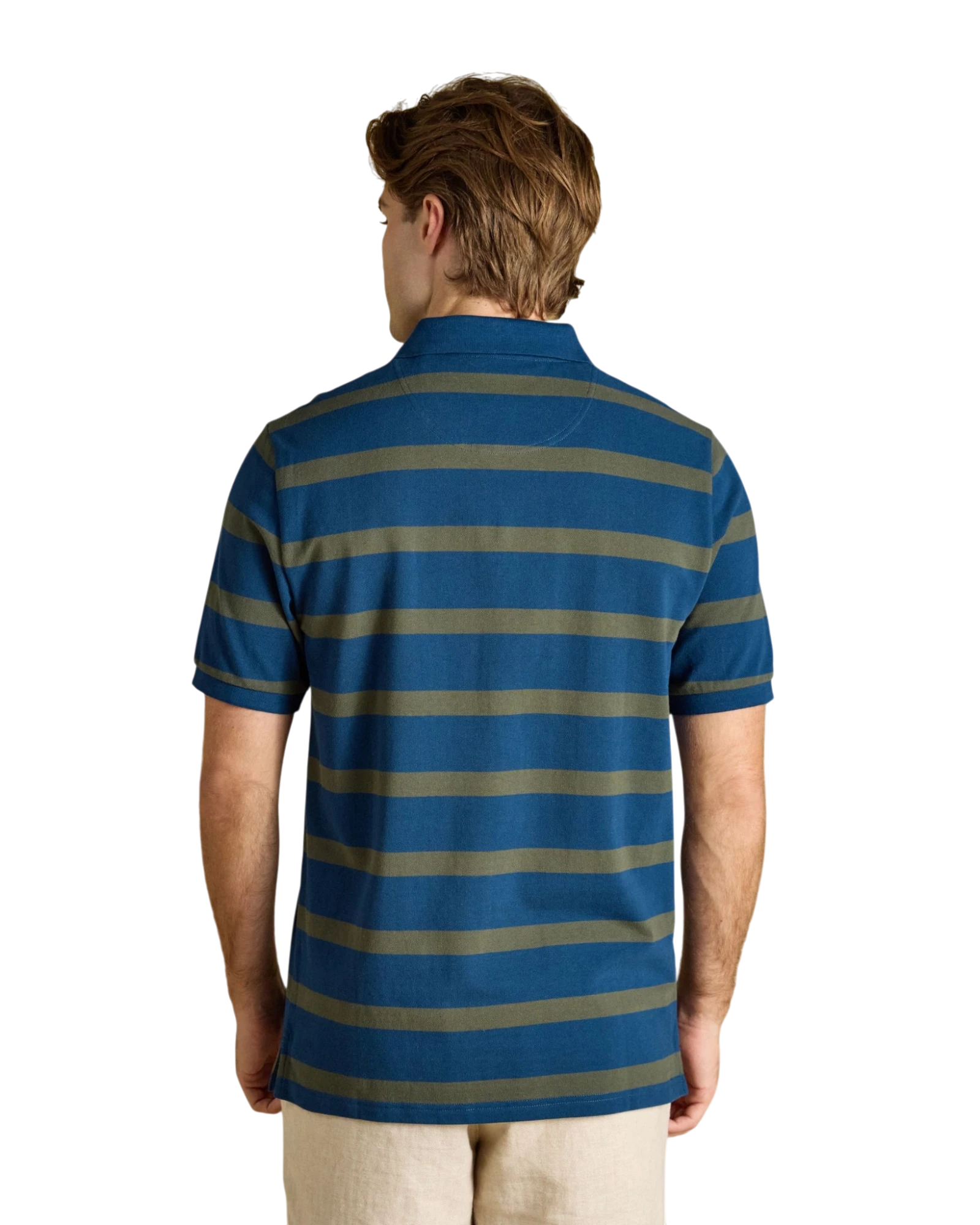 Woody Striped Polo Shirt - Navy/Khaki