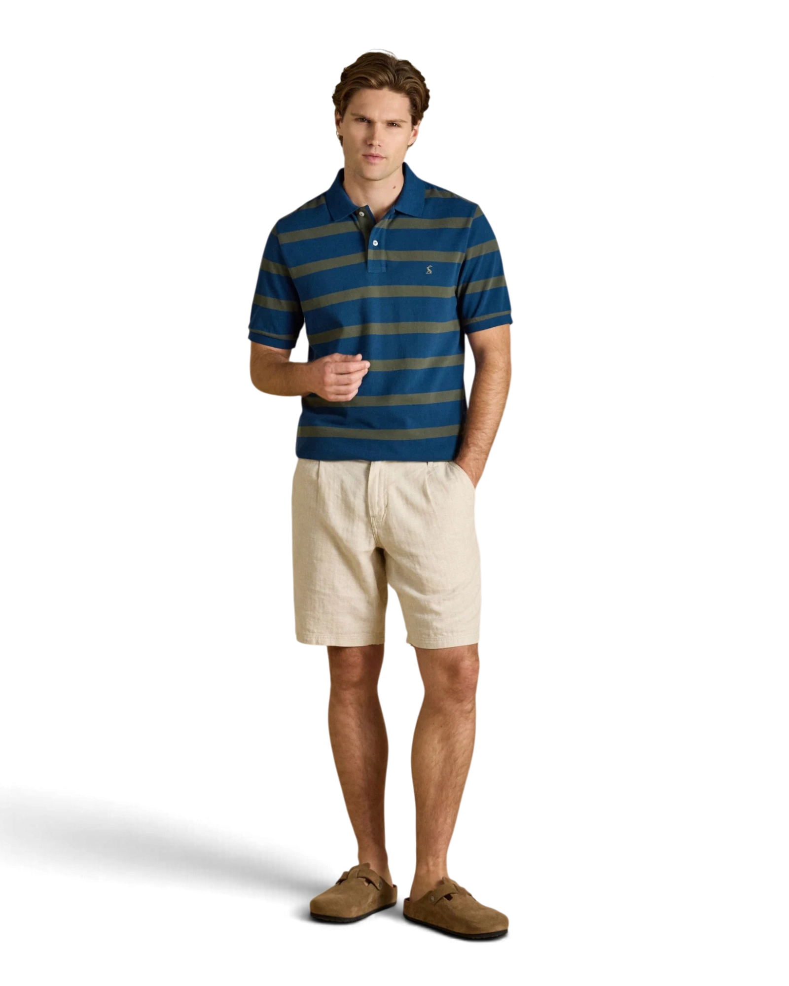 Woody Striped Polo Shirt - Navy/Khaki