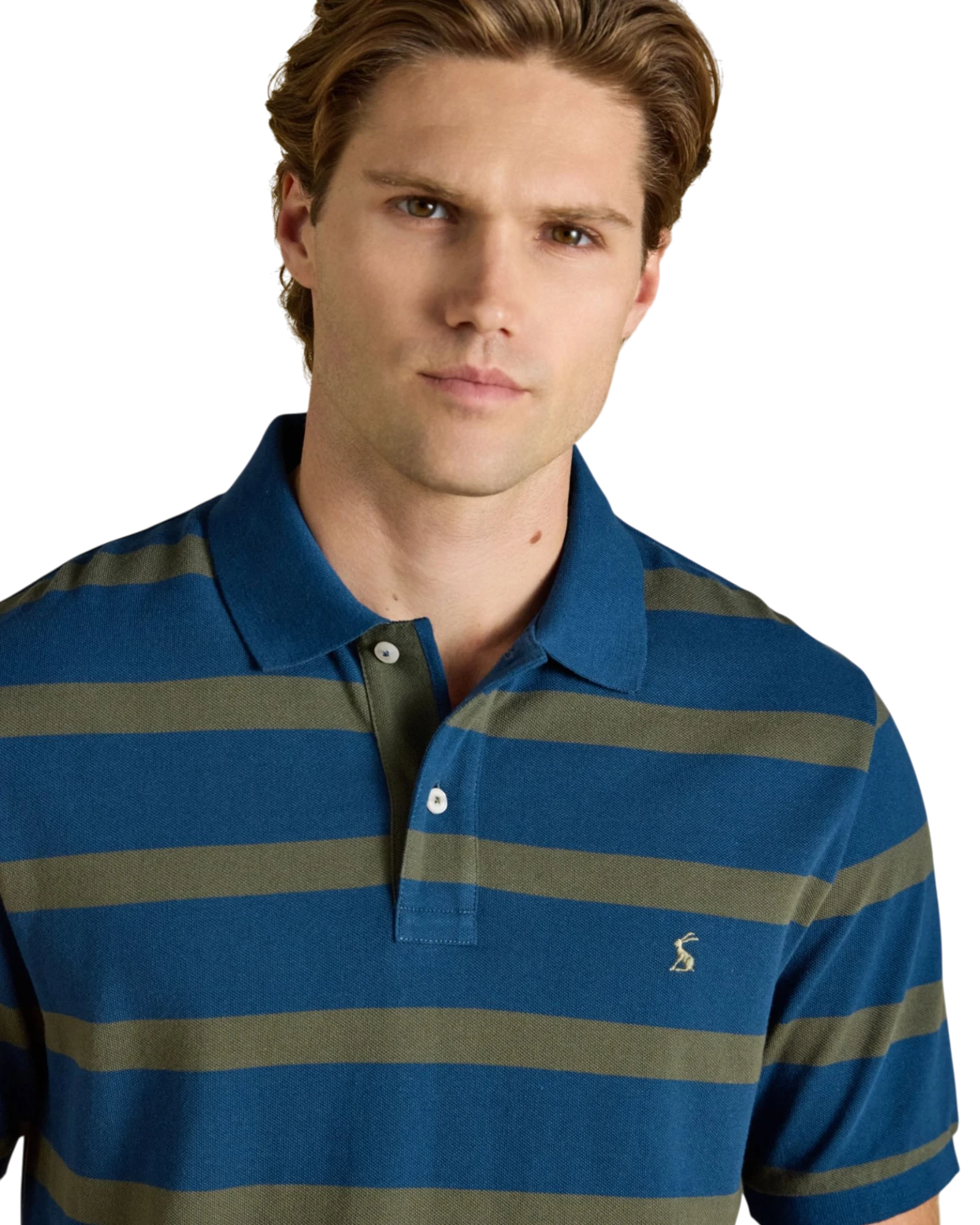 Woody Striped Polo Shirt - Navy/Khaki
