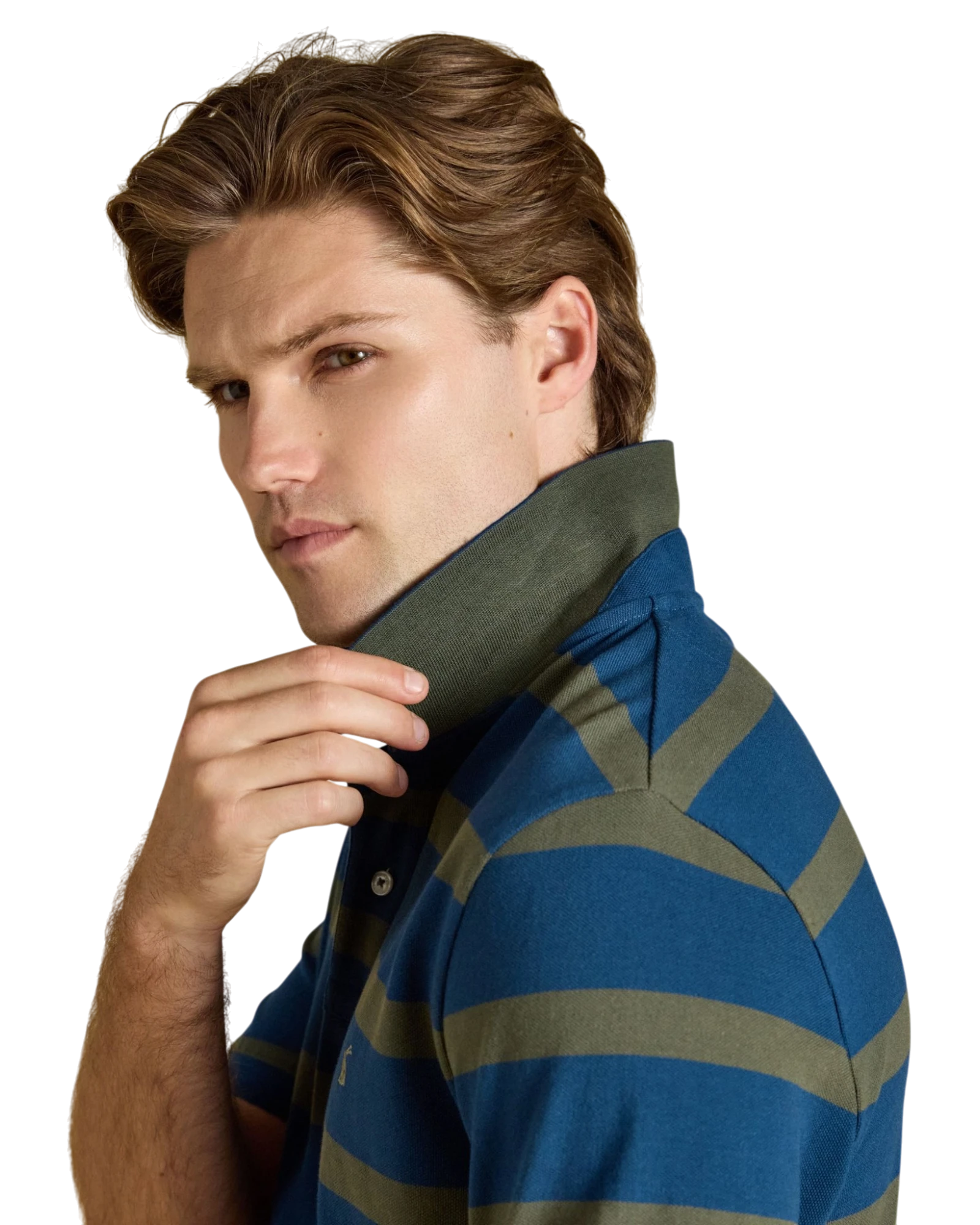 Woody Striped Polo Shirt - Navy/Khaki