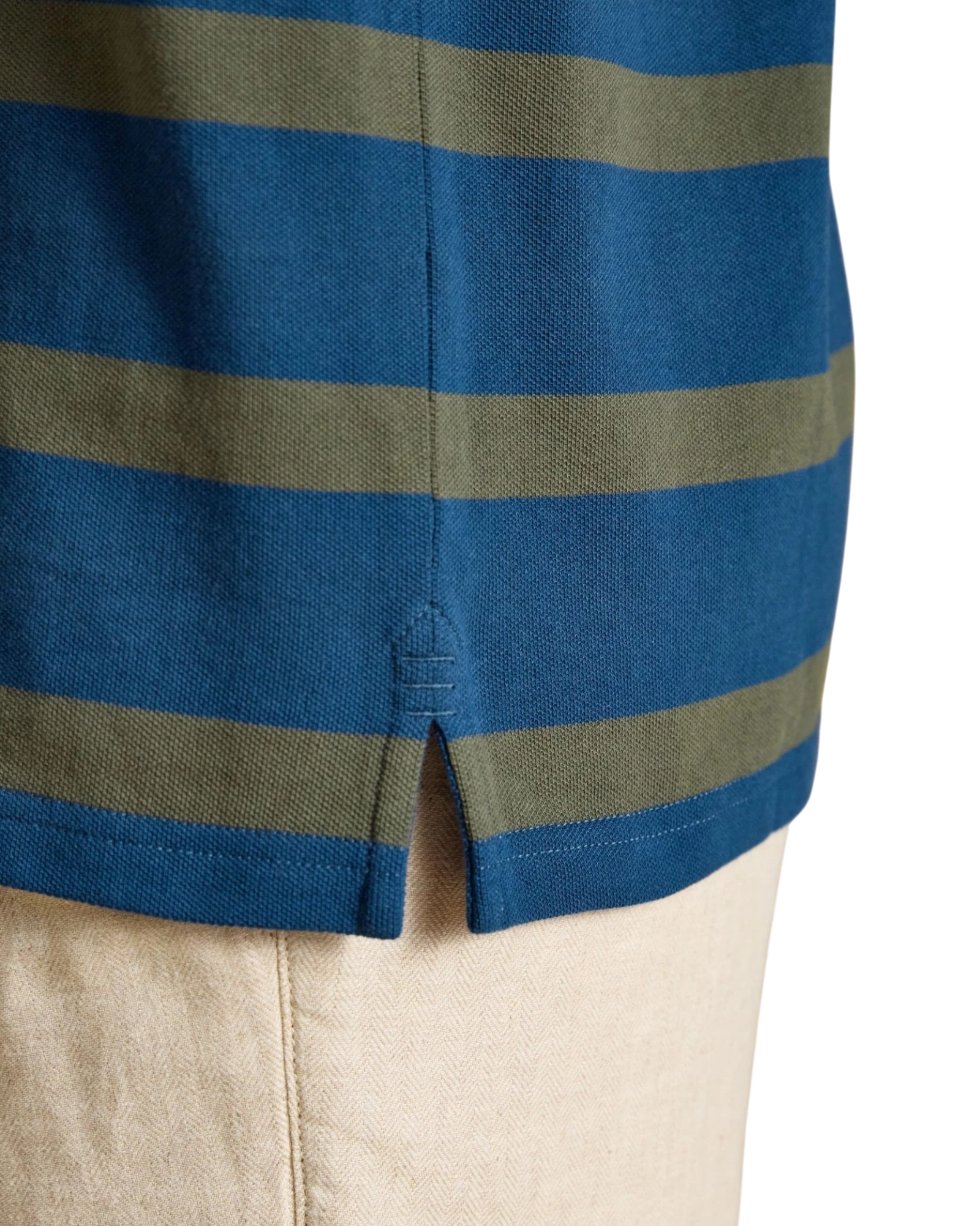 Woody Striped Polo Shirt - Navy/Khaki