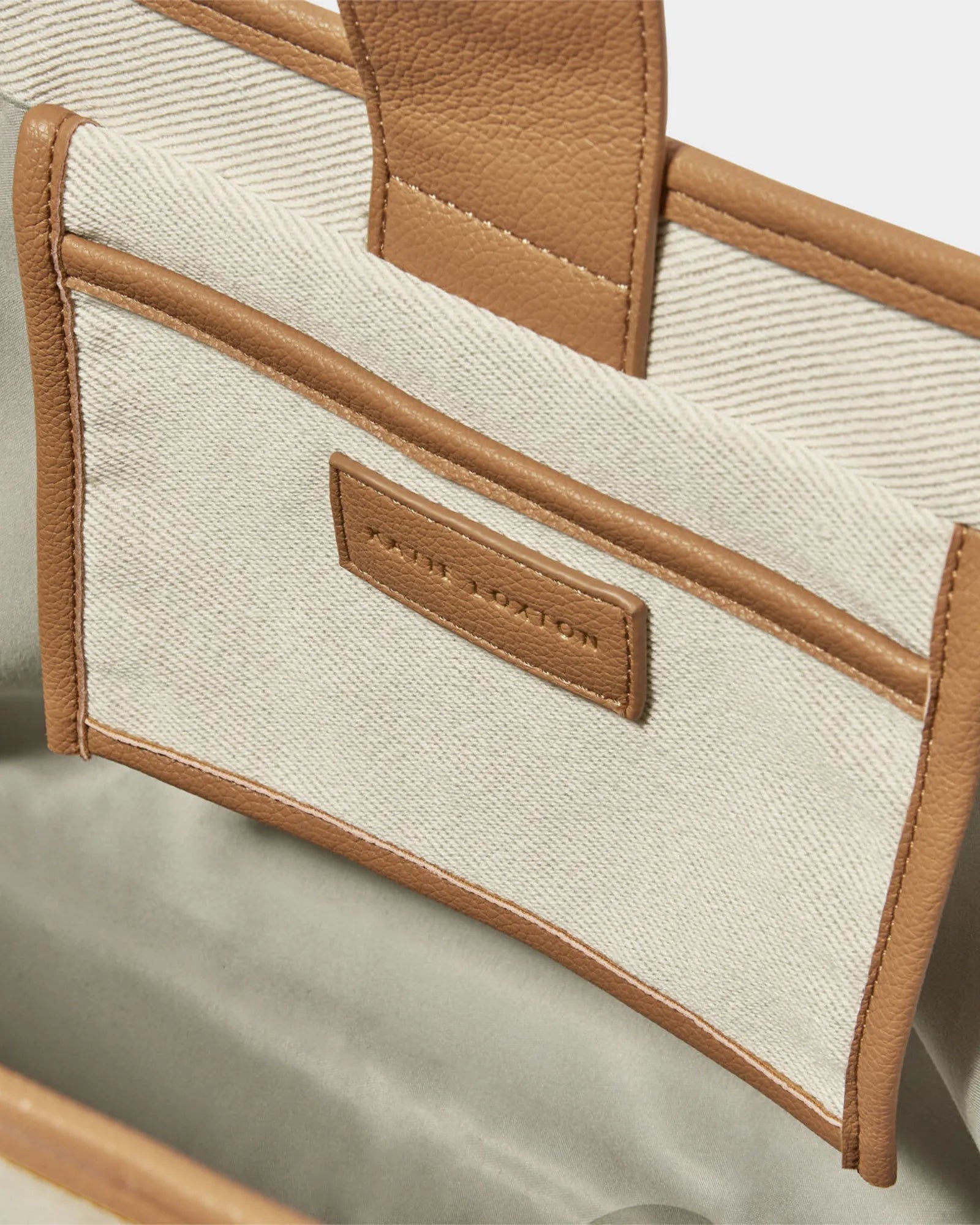 Capri Canvas Tote Bag - Tan/Off White