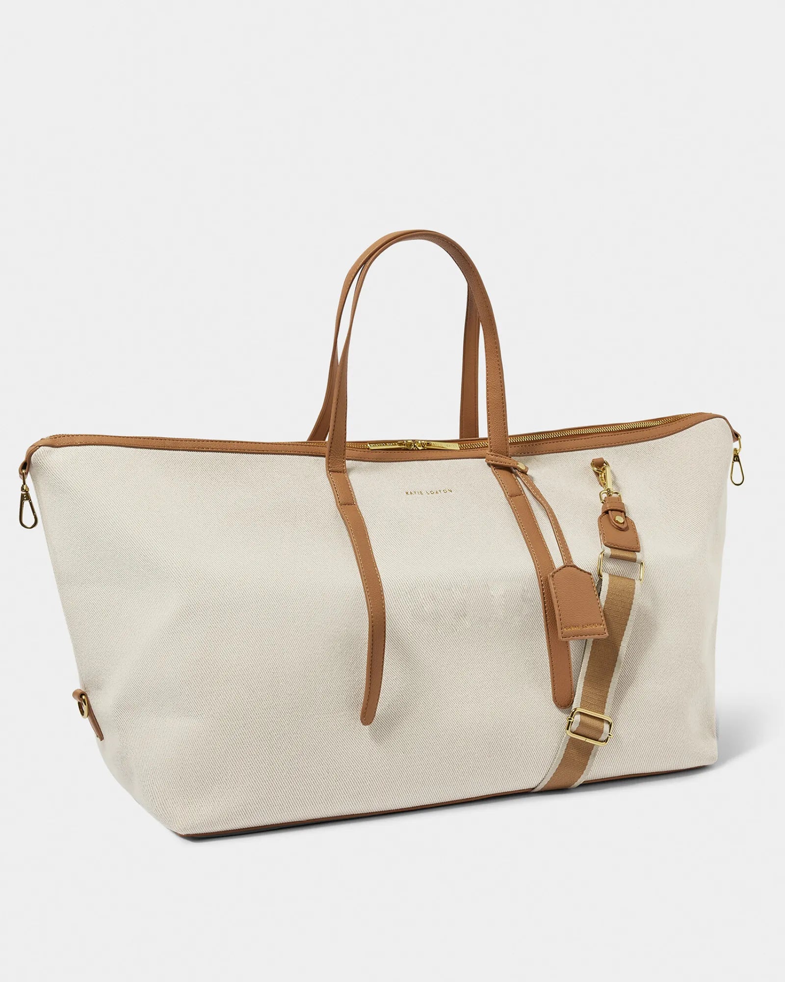 Capri Canvas Weekend Bag - Tan/Off White