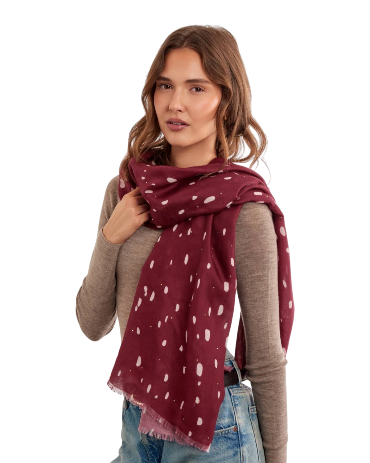 Dots Printed Studded Scarf
