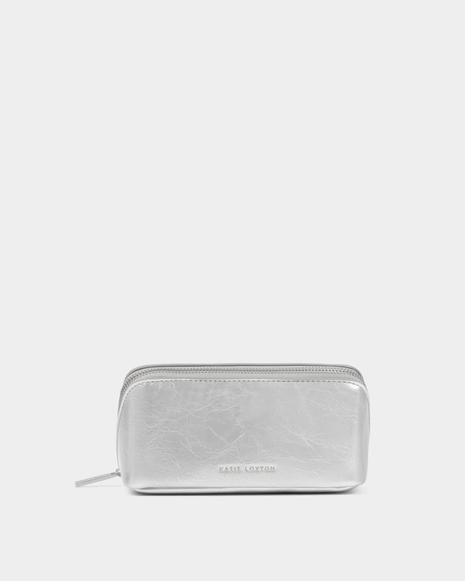 Fold Out Mirror Make Up Bag - Silver