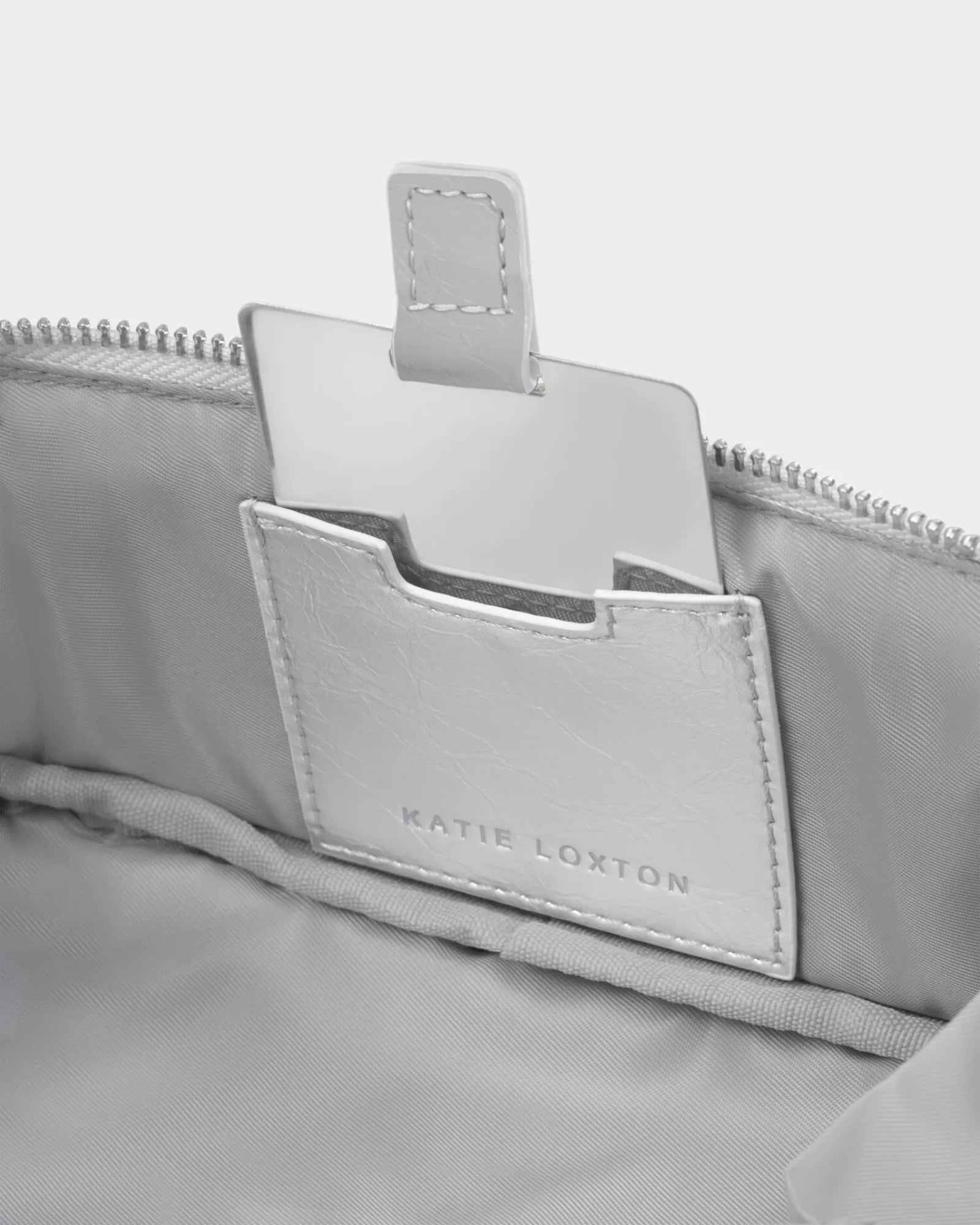 Fold Out Mirror Make Up Bag - Silver