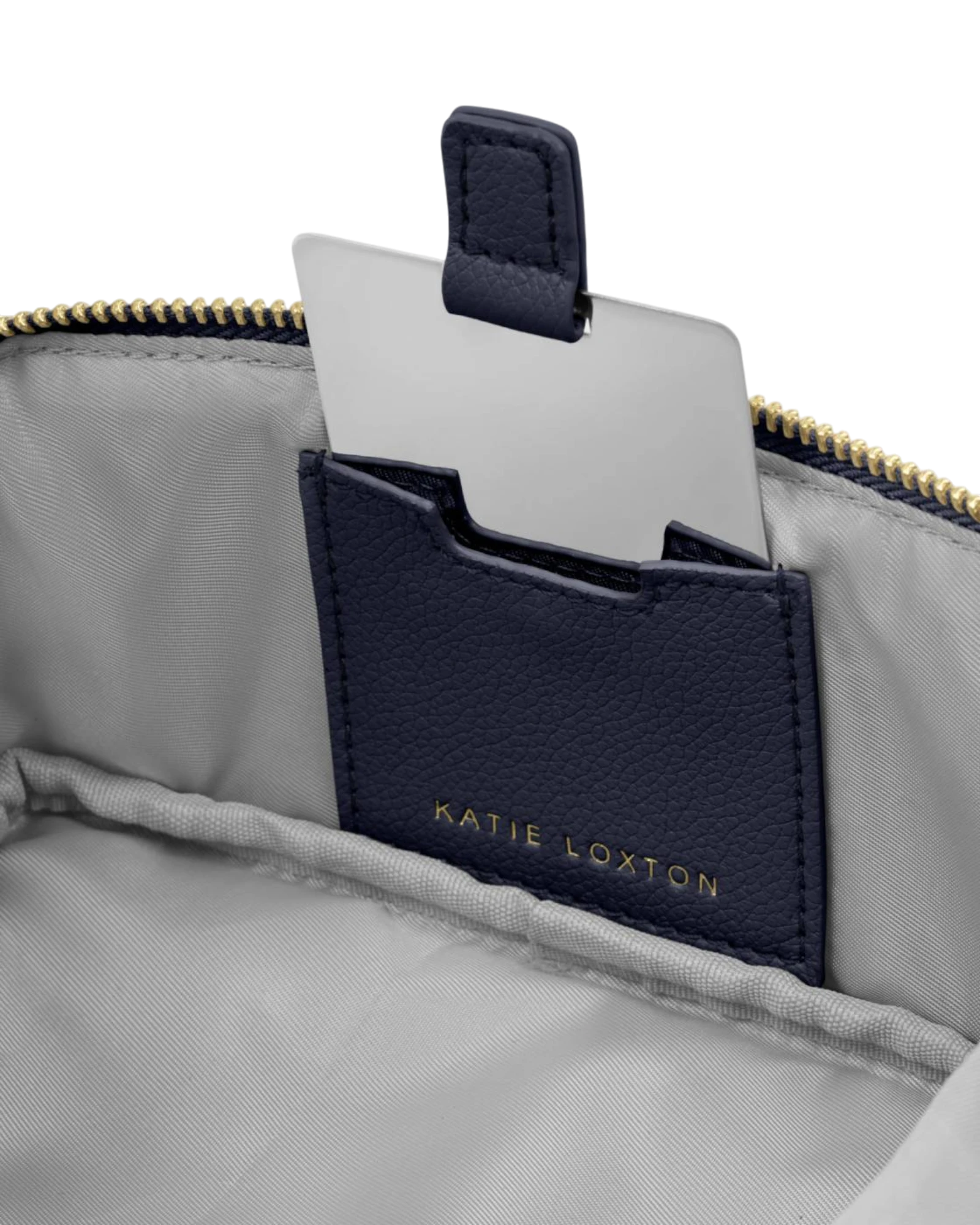 Fold Out Mirror Makeup Bag - Navy