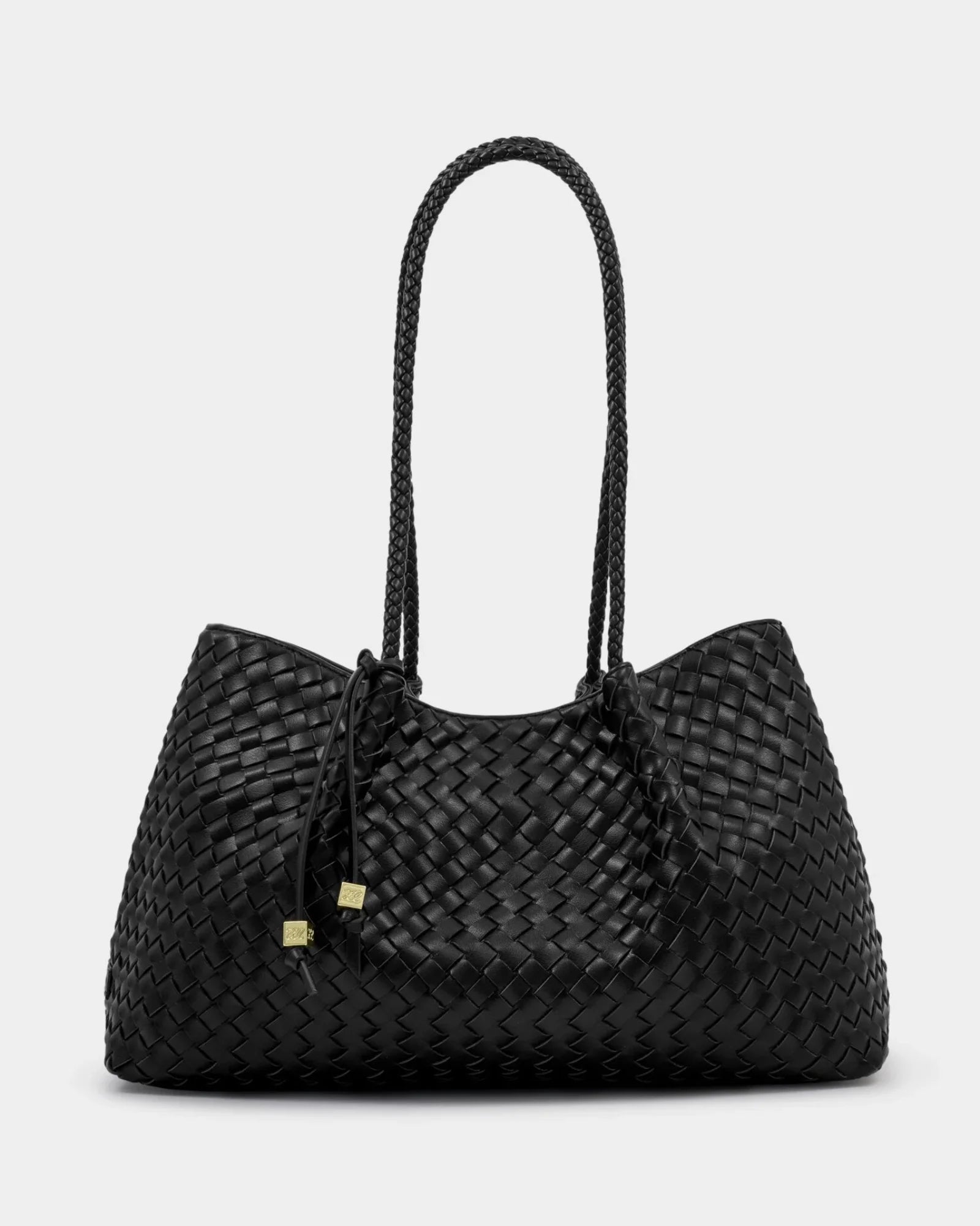 Nova Hand Woven Small Shoulder Tote - Black