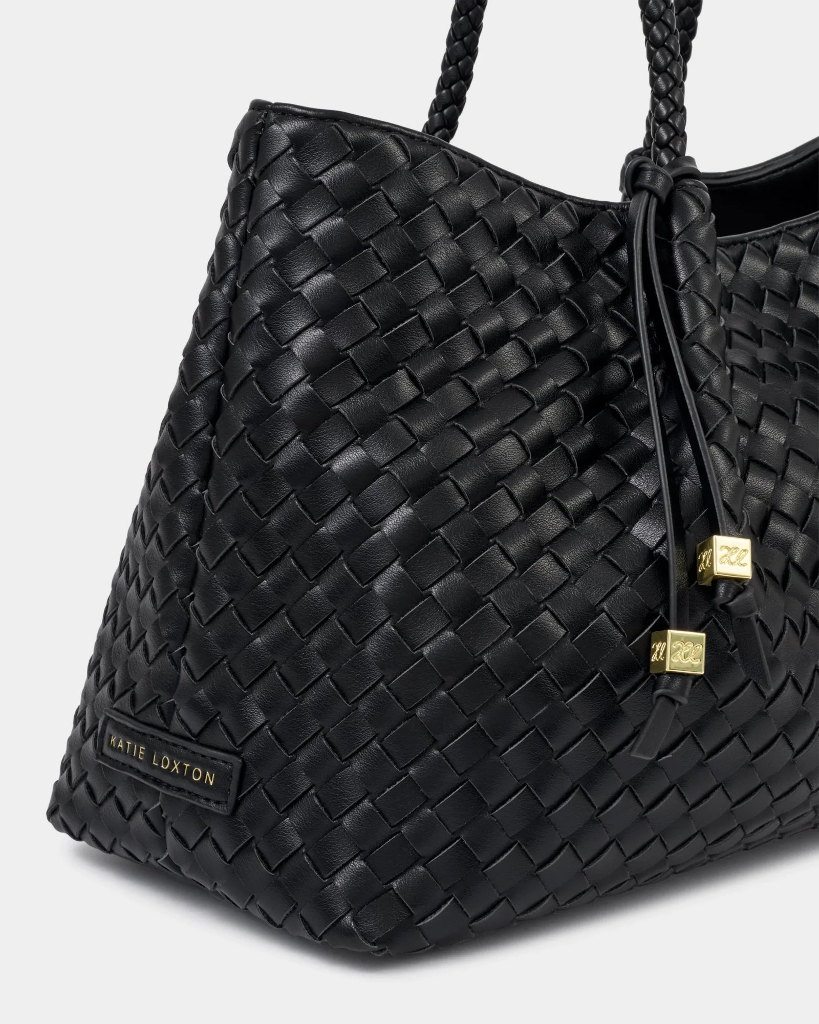 Nova Hand Woven Small Shoulder Tote - Black