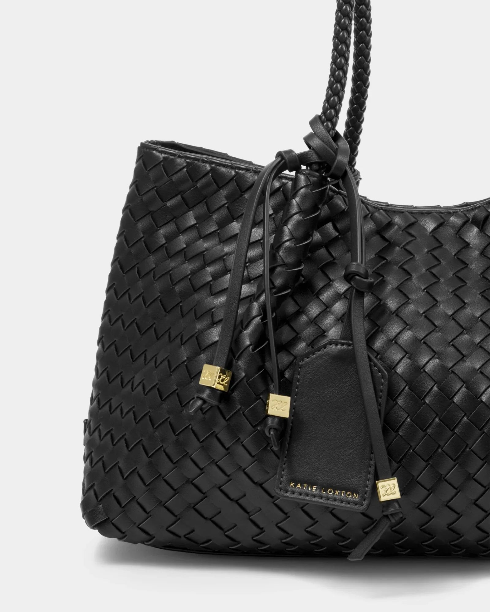 Nova Hand Woven Small Shoulder Tote - Black