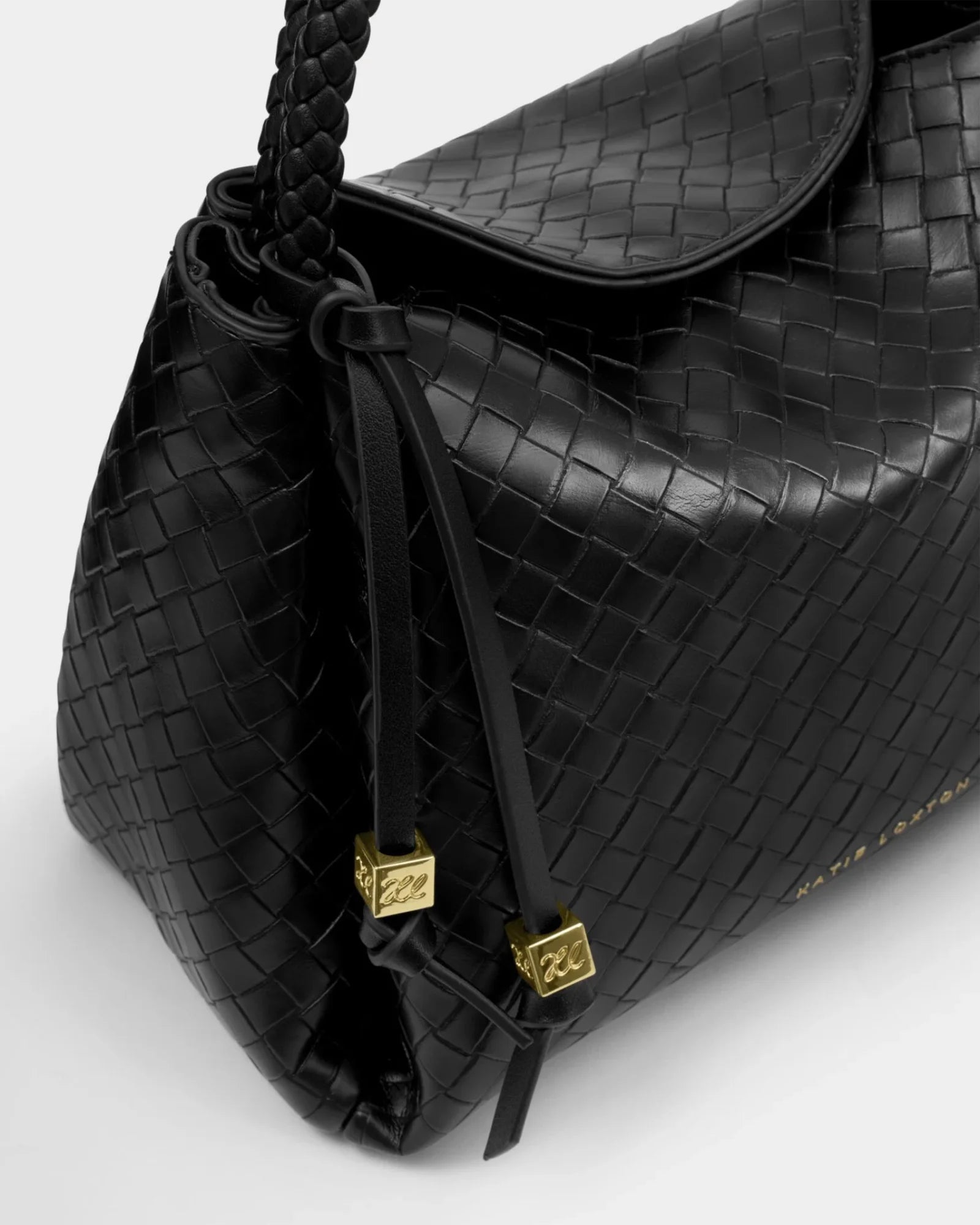 Nova Woven Texture Top Handle Bag - Black