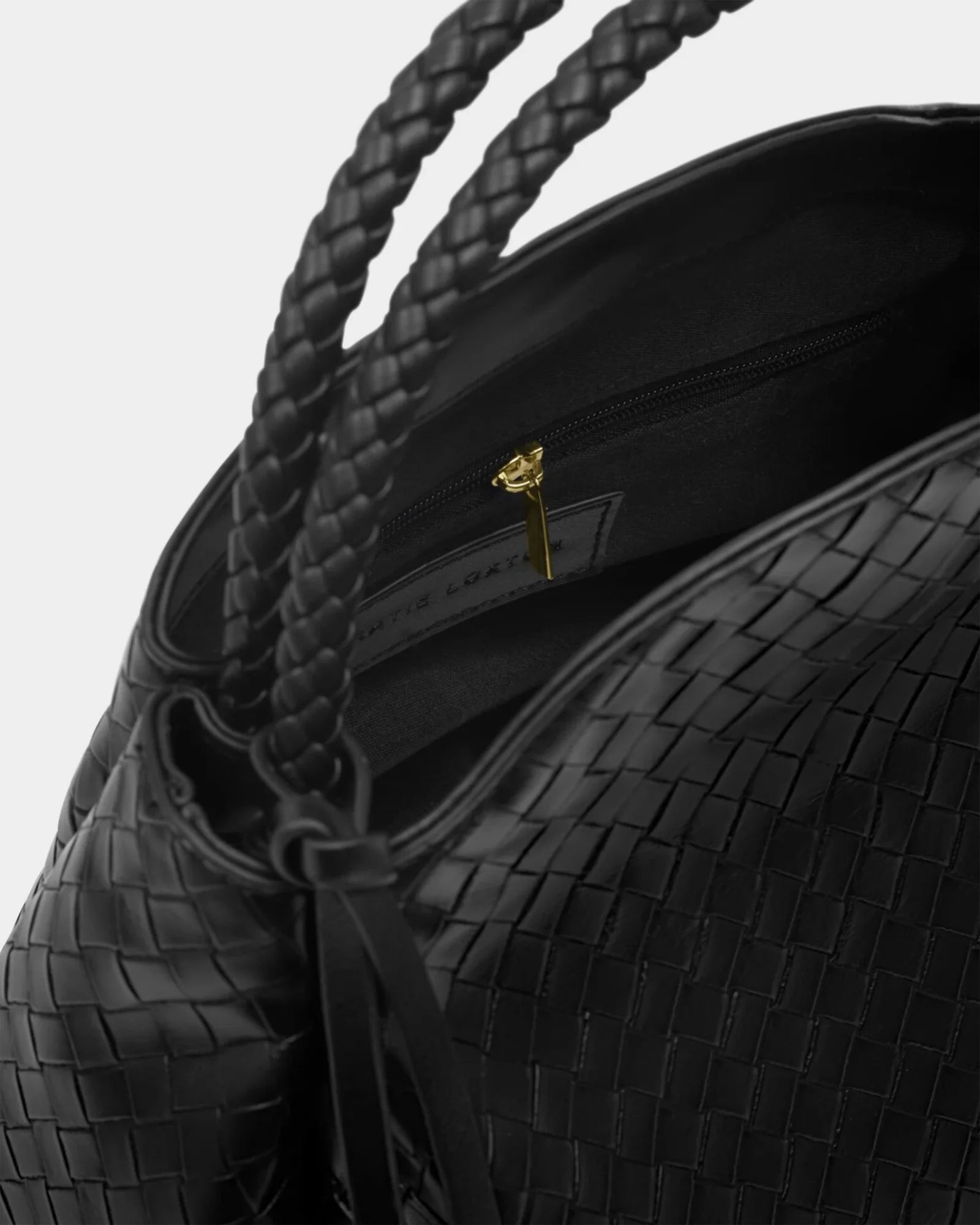 Nova Woven Texture Top Handle Bag - Black