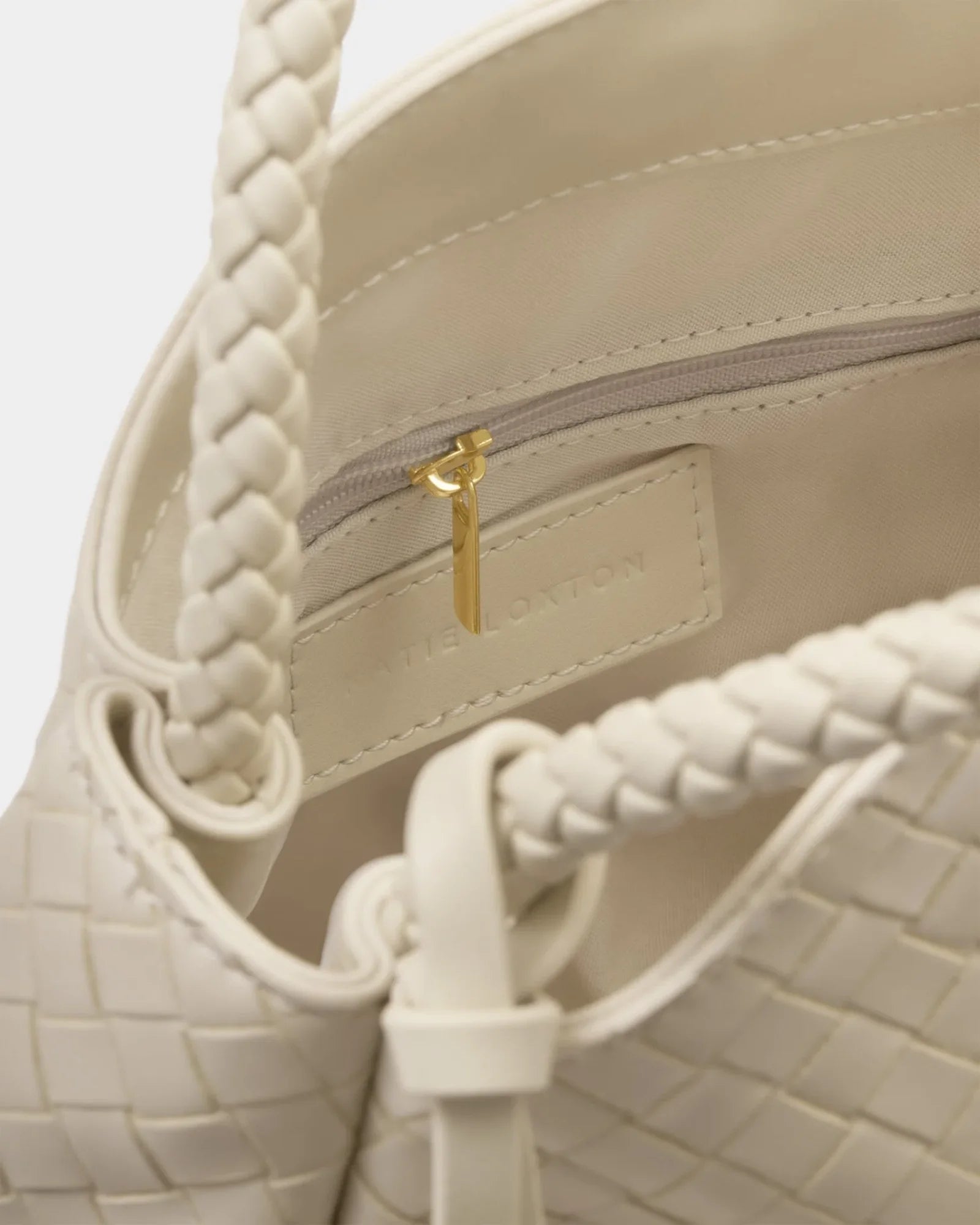 Nova Woven Texture Top Handle Bag - Off White