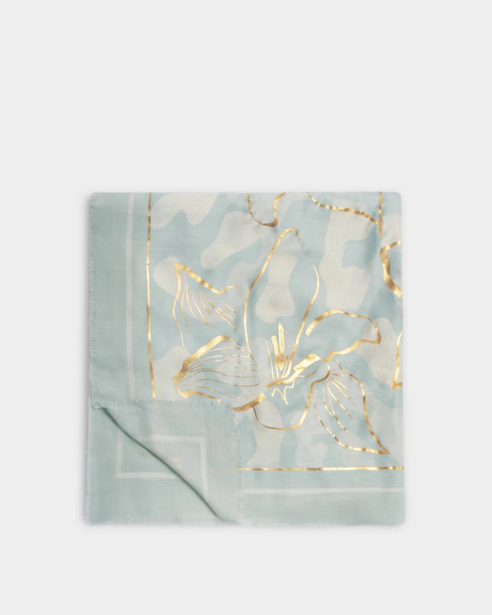Printed Foil Scarf - Green Mist