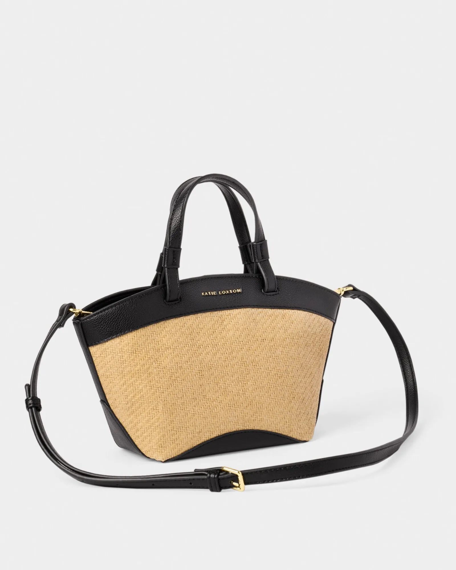 Riviera Raffia Mini Tote Bag - Black
