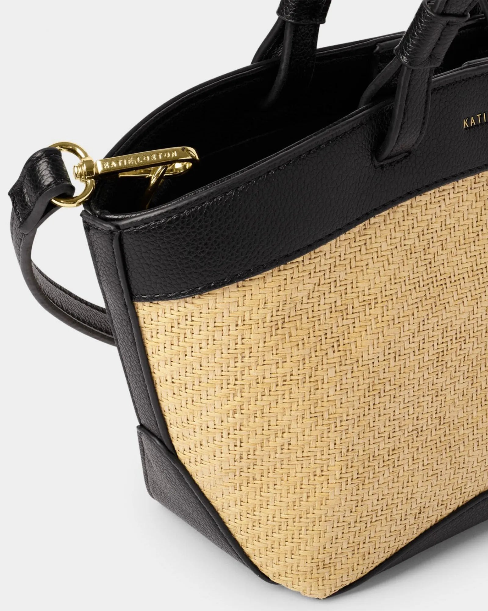 Riviera Raffia Mini Tote Bag - Black
