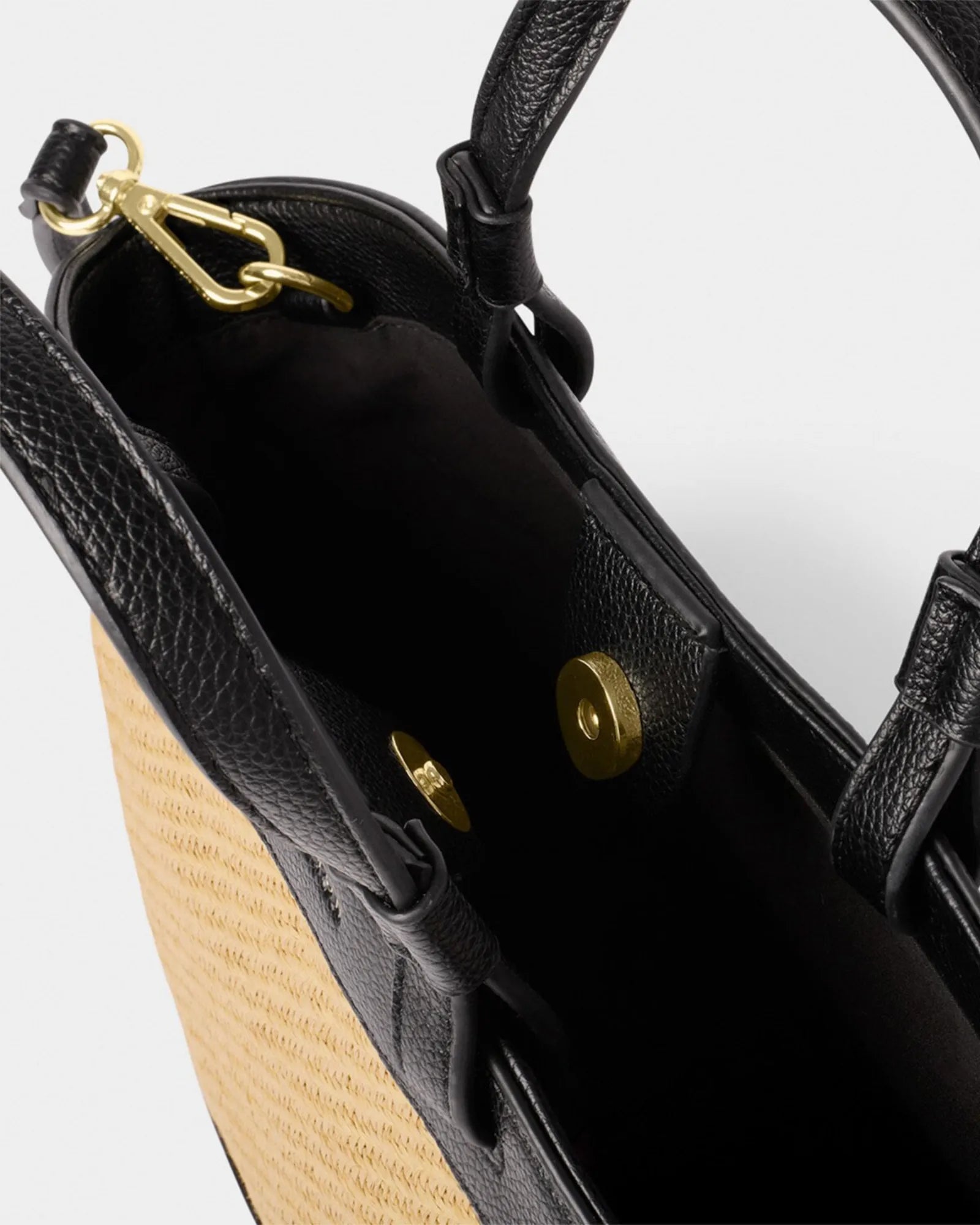 Riviera Raffia Mini Tote Bag - Black
