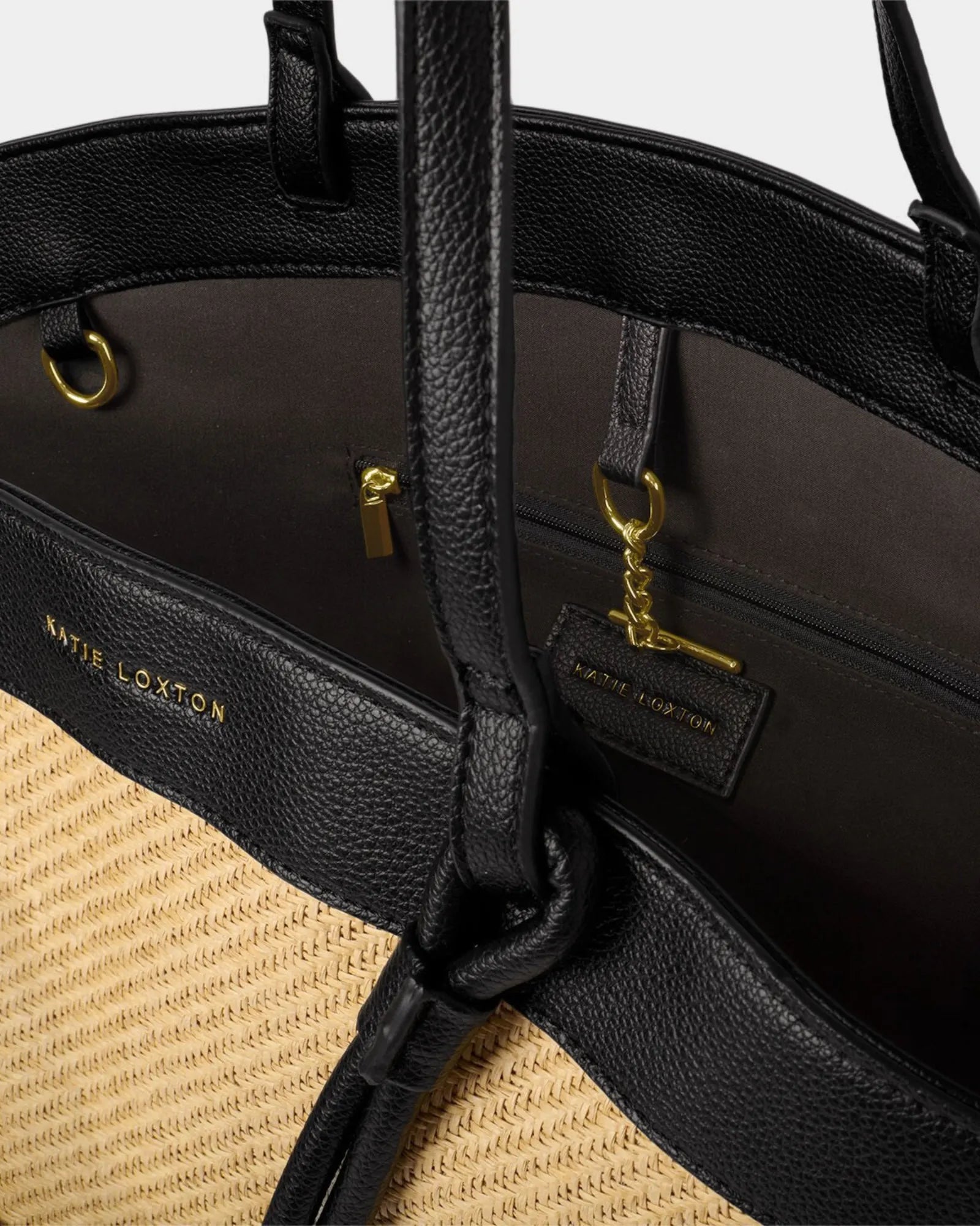 Riviera Raffia Tote Bag - Black