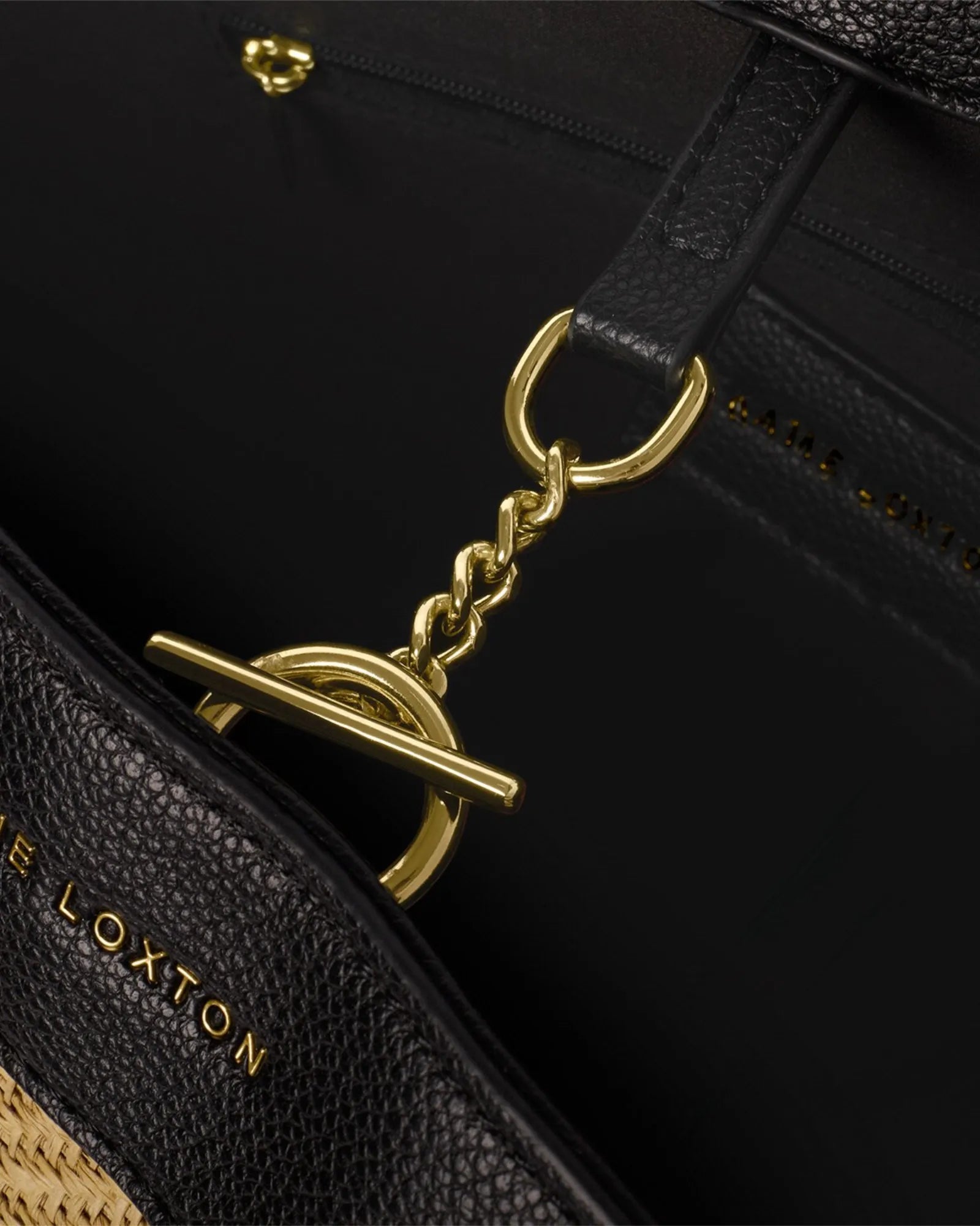 Riviera Raffia Tote Bag - Black