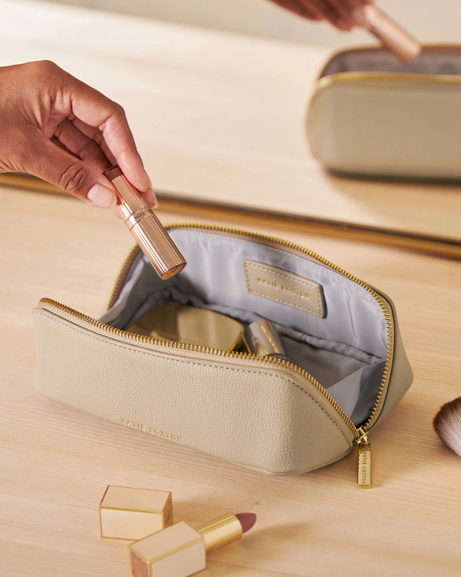 Small Makeup Bag - Light Taupe