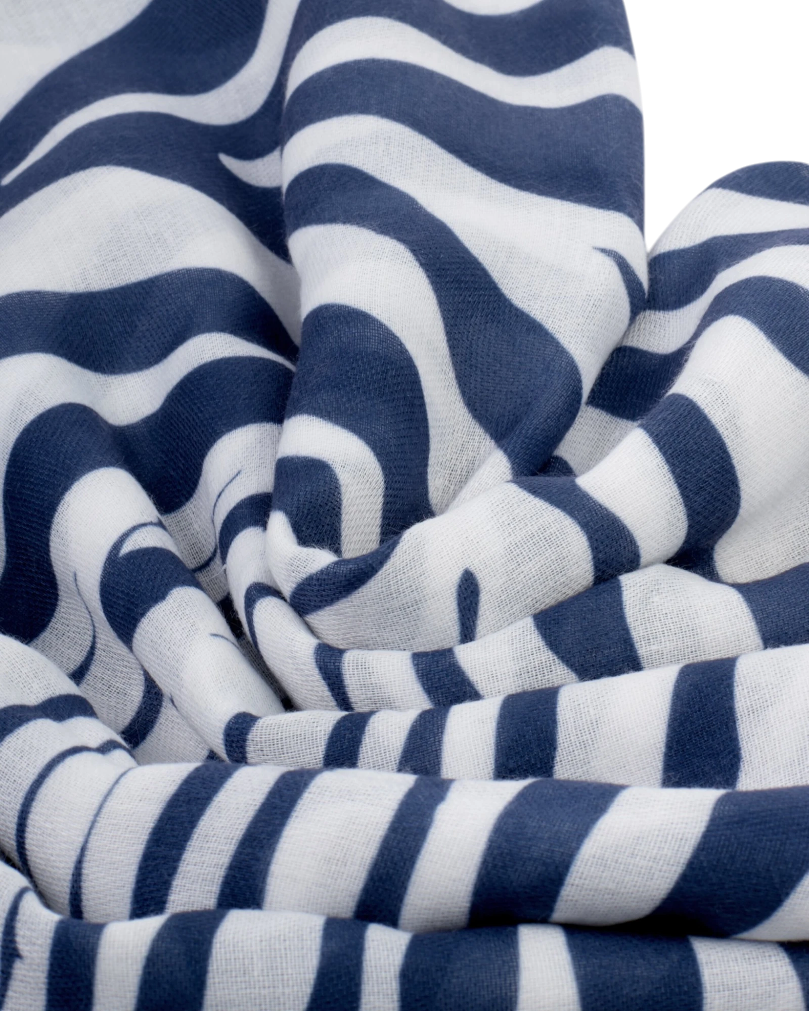 Zebra Printed Scarf - Off White/Navy
