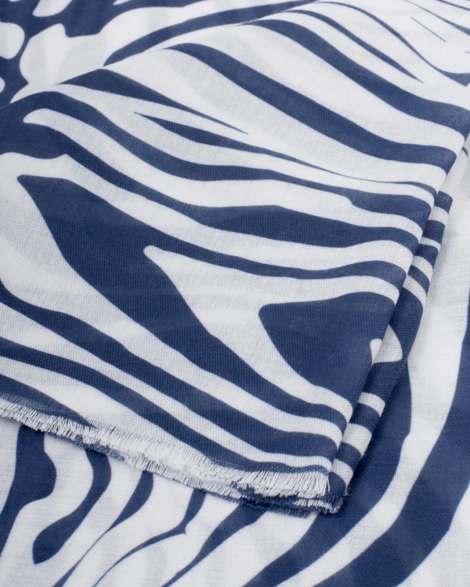 Zebra Printed Scarf - Off White/Navy
