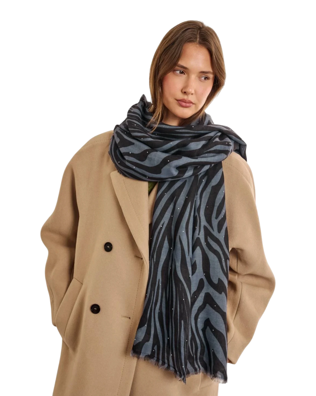 Zebra Stripe Printed Studded Scarf