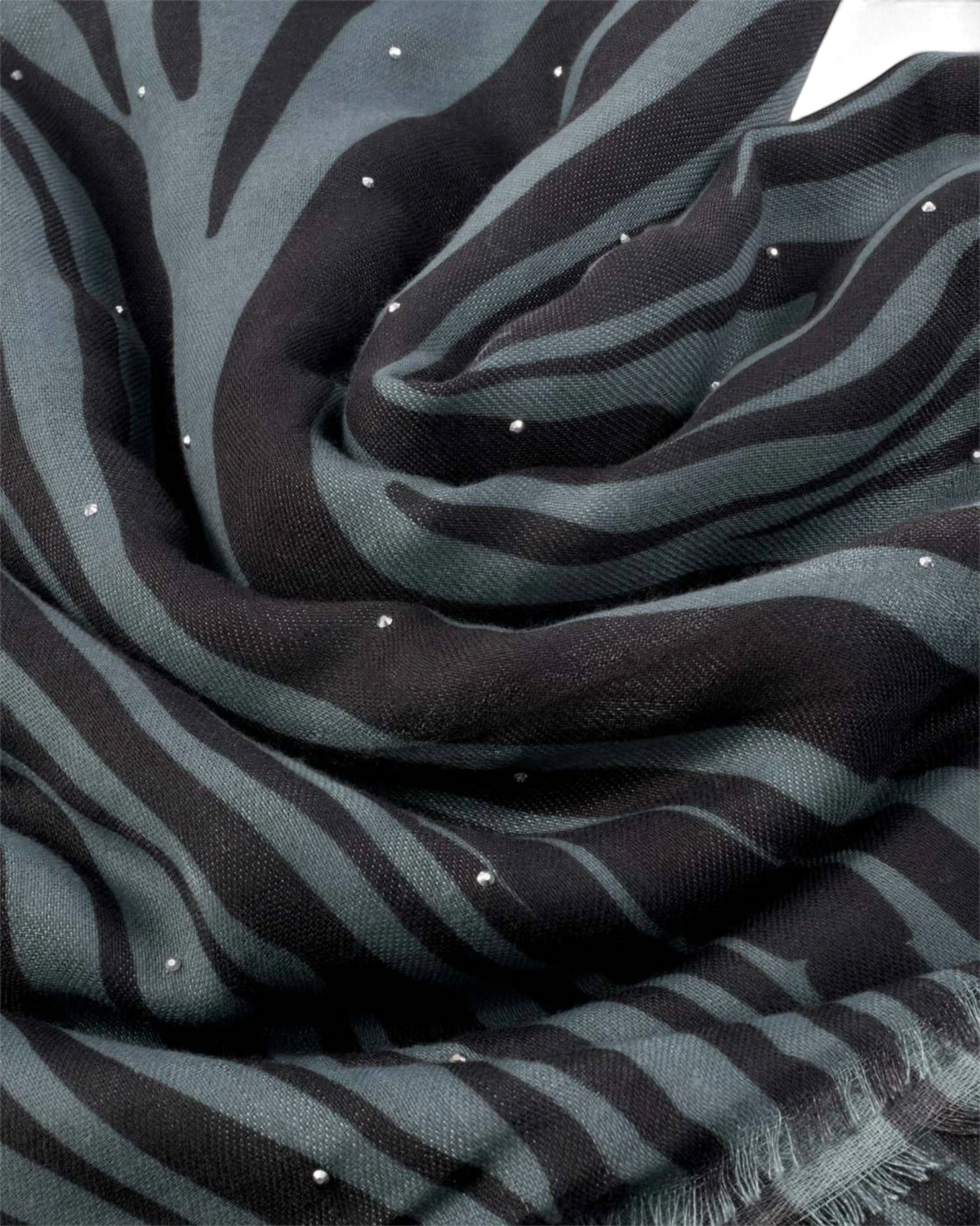Zebra Stripe Printed Studded Scarf