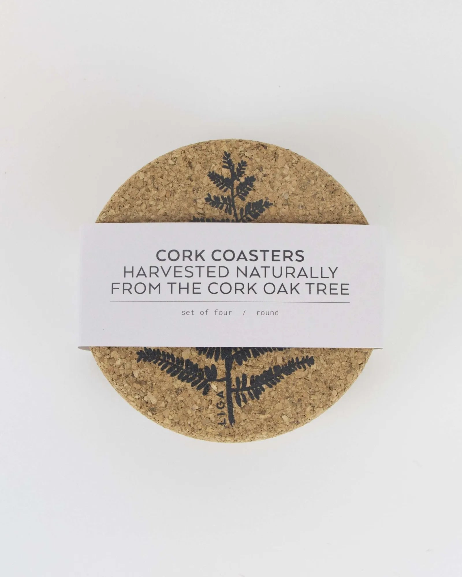 Cork Coaster Set - Grey Fern