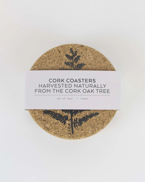 Cork Coaster Set - Grey Fern