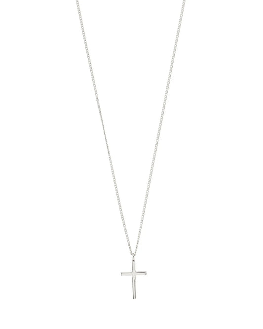 DAISY Recycled Cross Pendant Necklace - Silver Plated