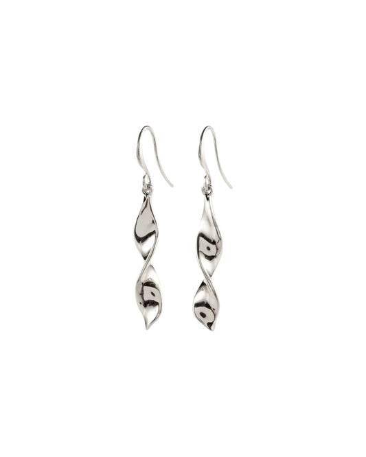 Elaine Recycled Twirl Earrings - Silver Plated