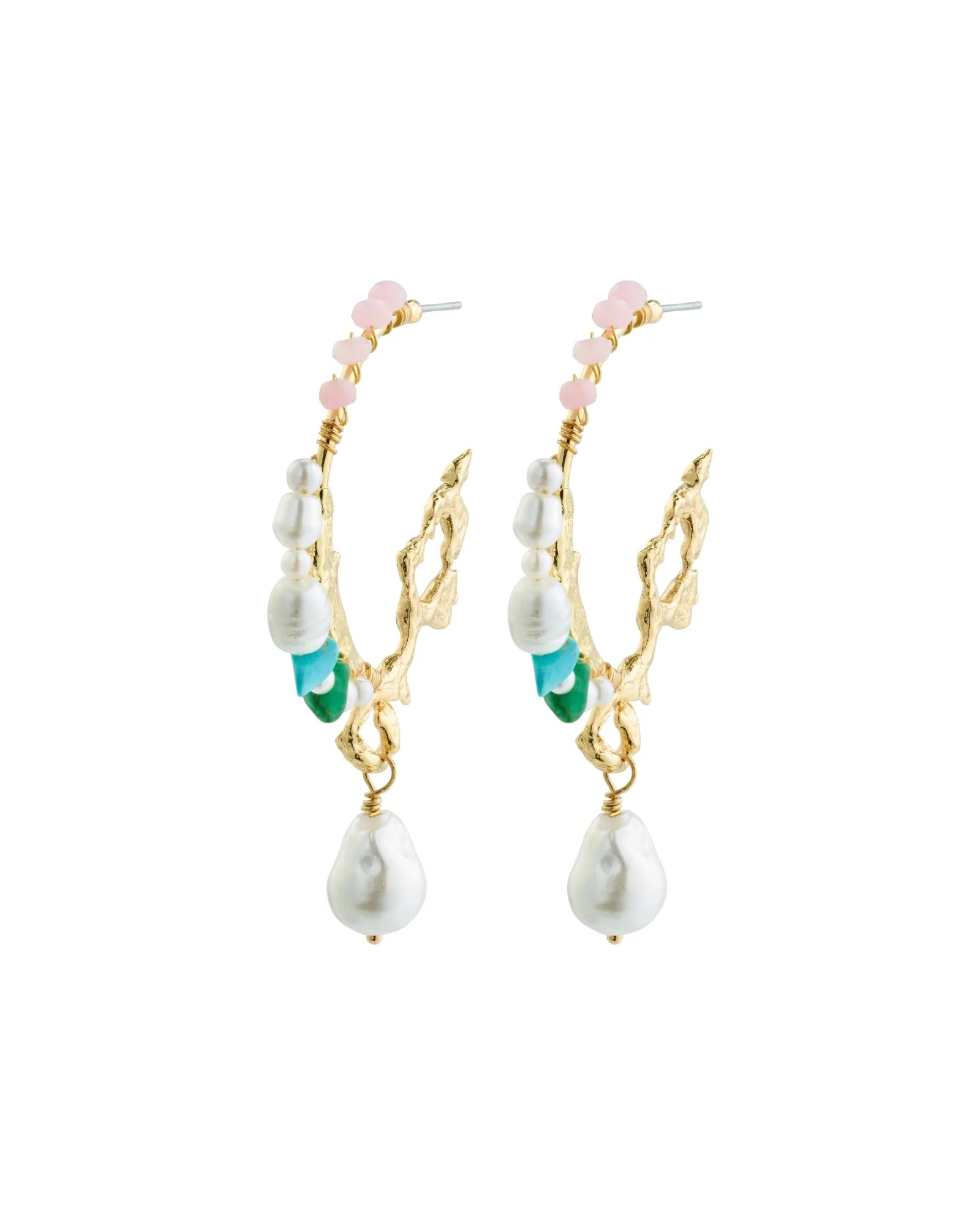 FORCE Large Hoop Earrings - White/Gold Plated
